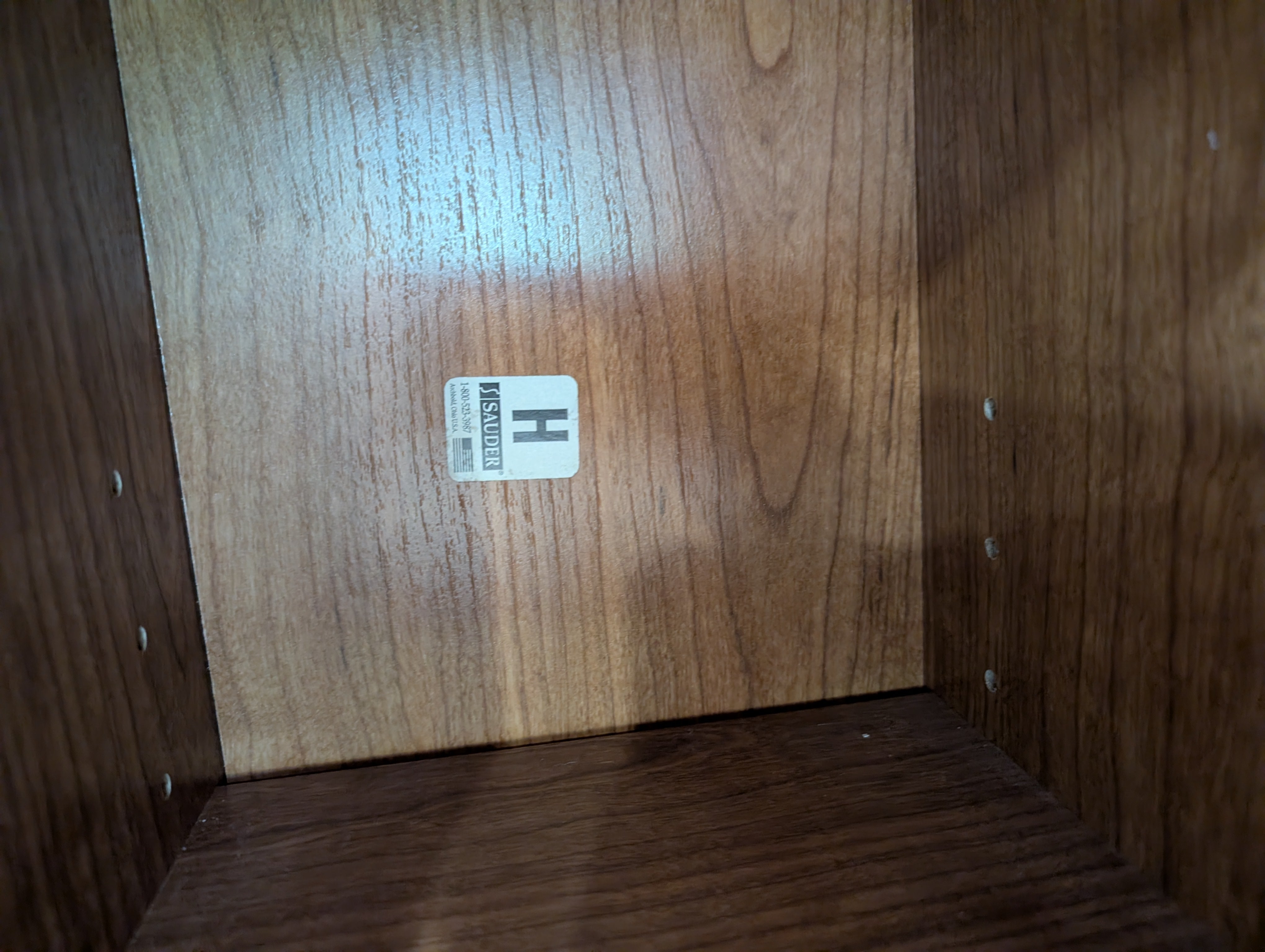 Cherry Toned Wood Media Cabinet with Open Shelving