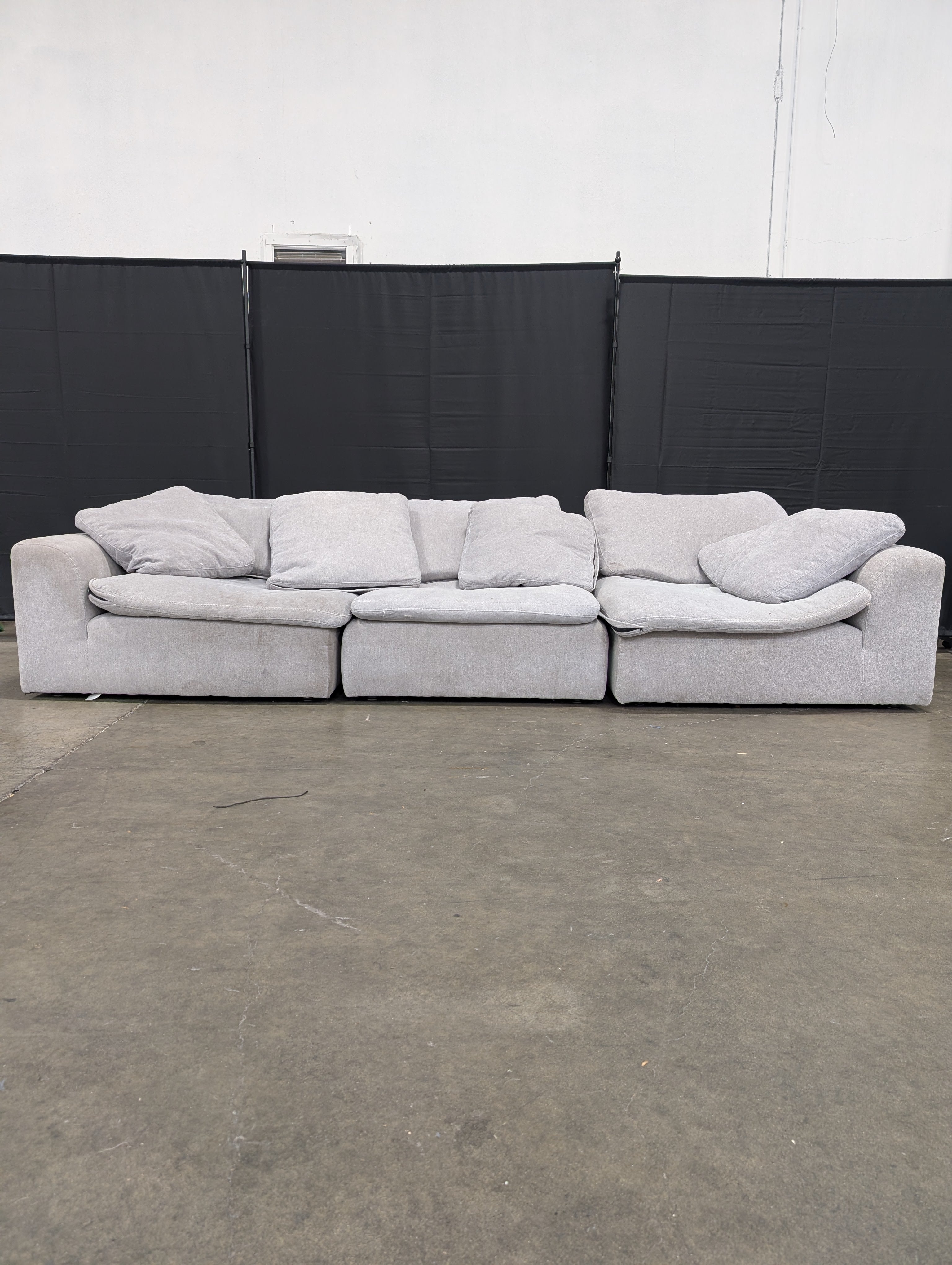 Modular Light Grey Fabric Sectional Sofa Set