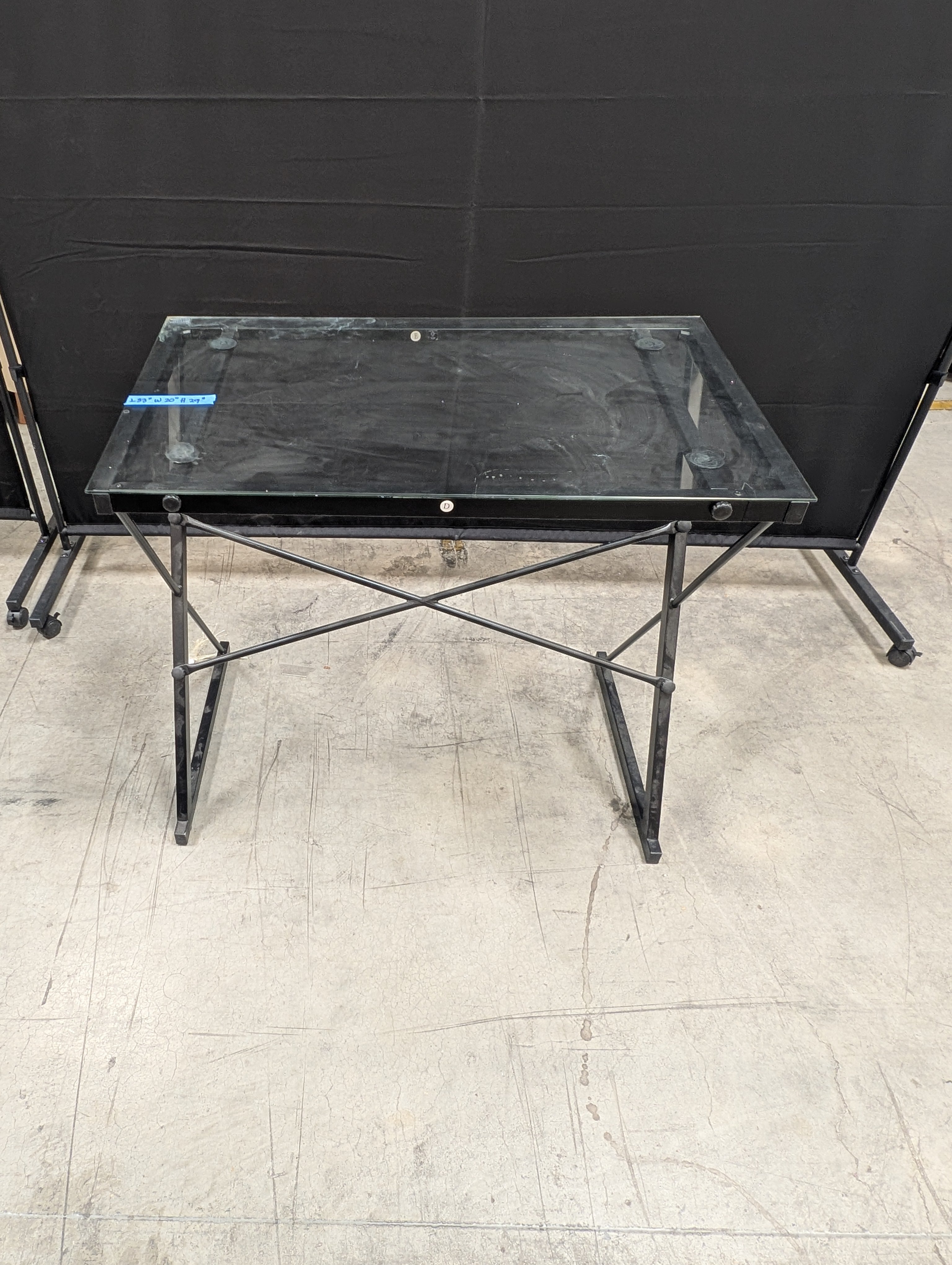Contemporary Glass Top Corner Desk with Metal Frame