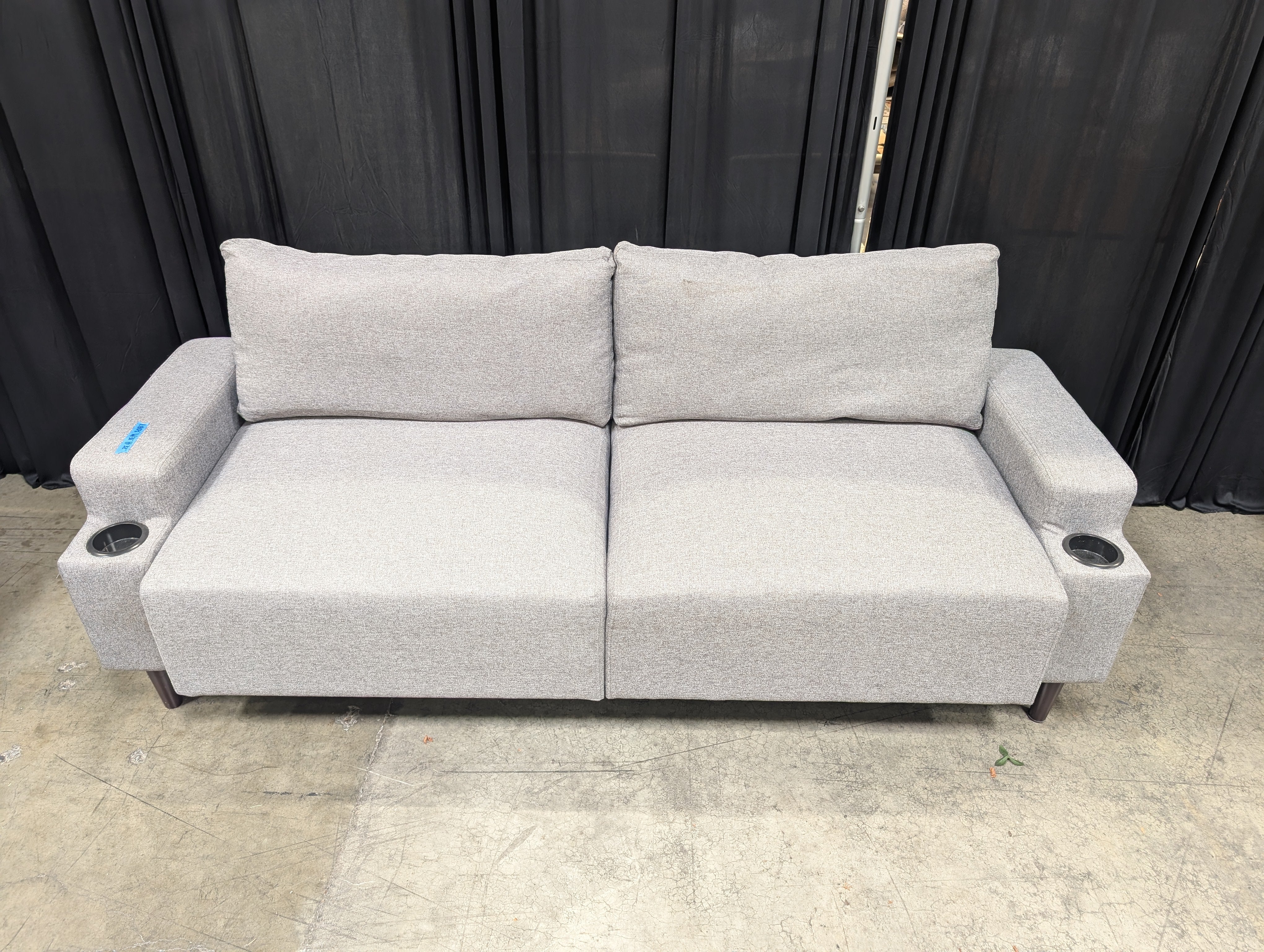 Grey Fabric Modular Couch with Cupholder