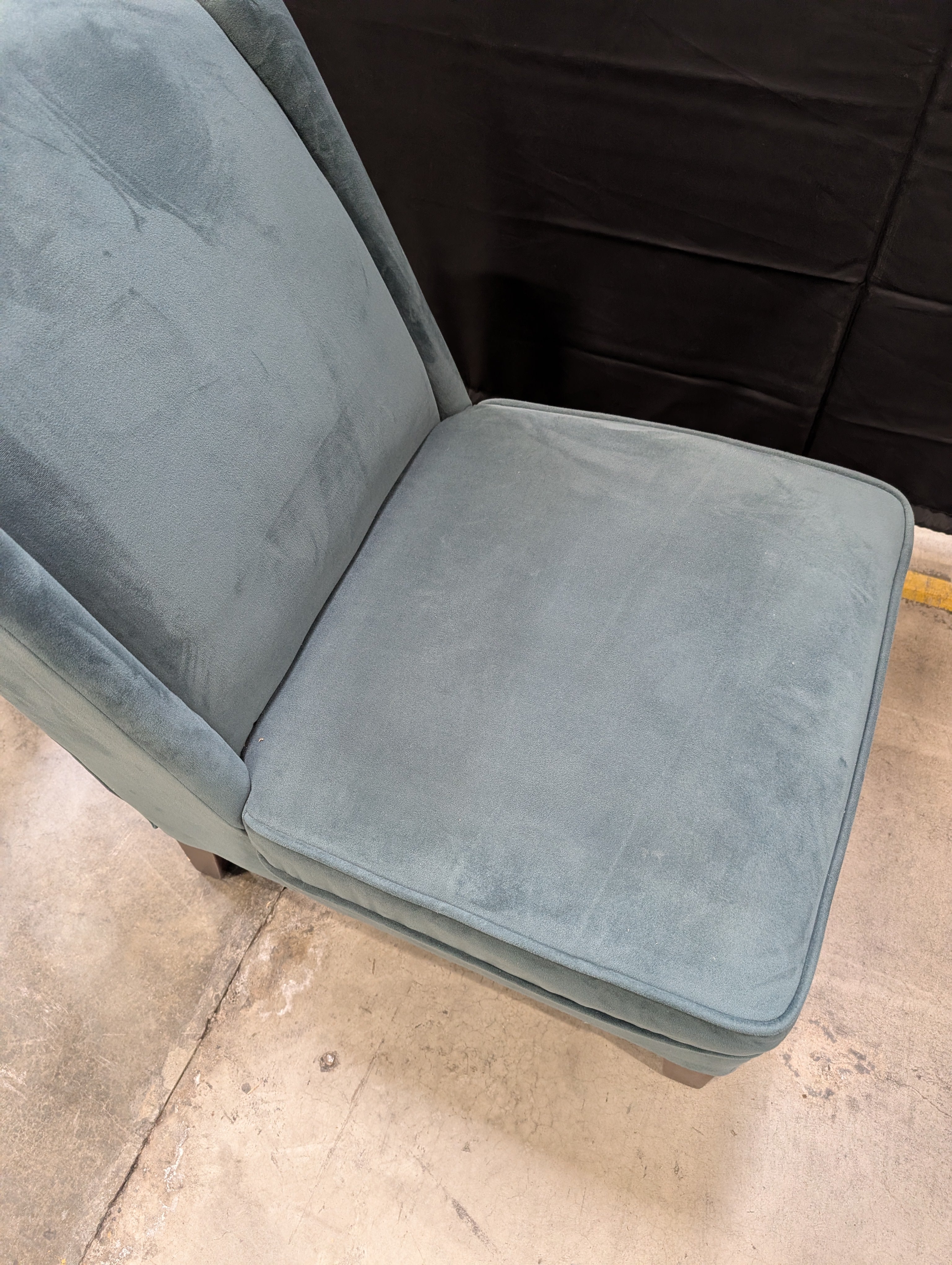 Deep Teal Velvet Upholstered High-Back Accent Chair