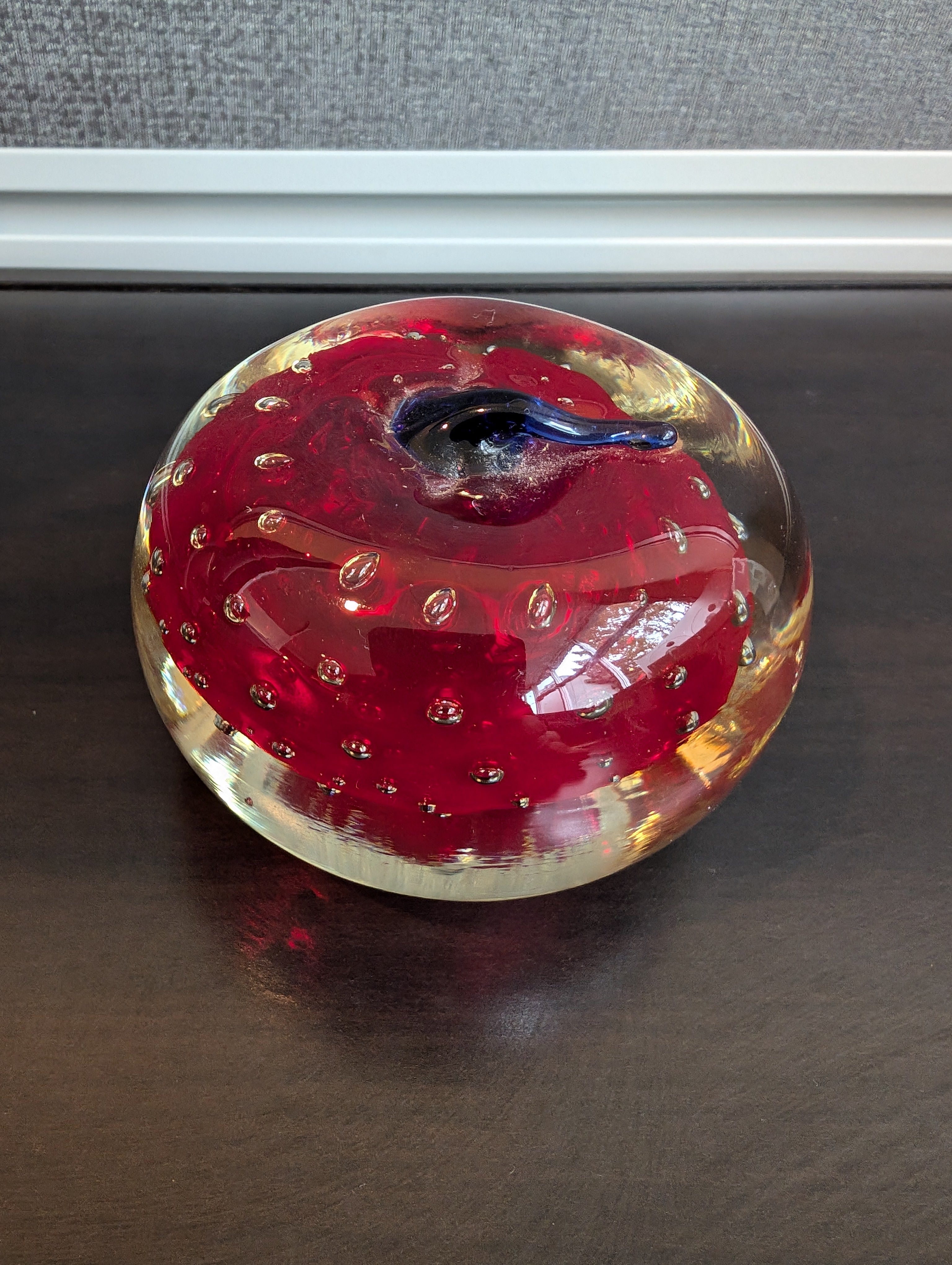 Vibrant Red Art Glass Paperweight Orb
