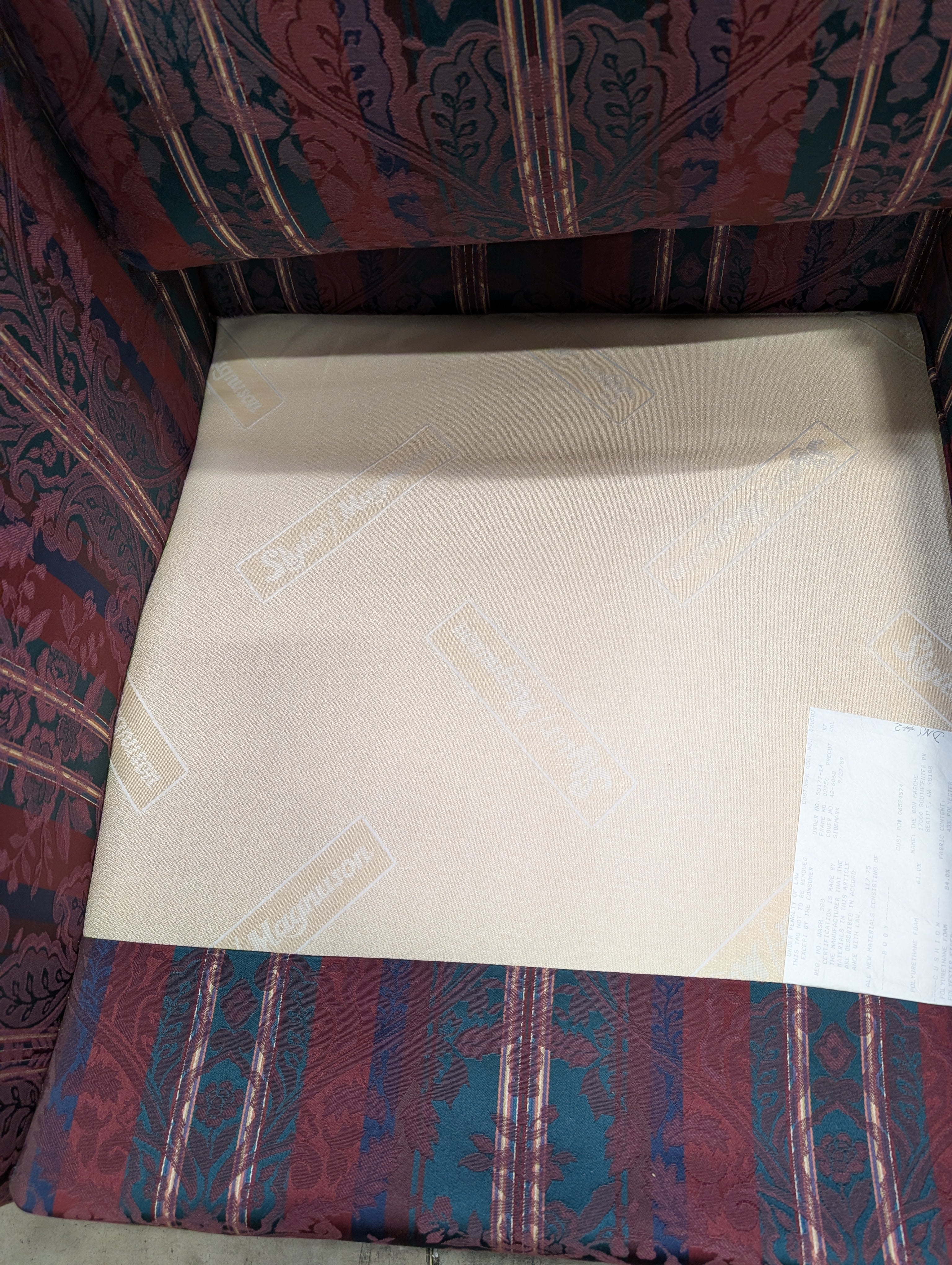 Traditional Burgundy Striped Two-Seater Sofa