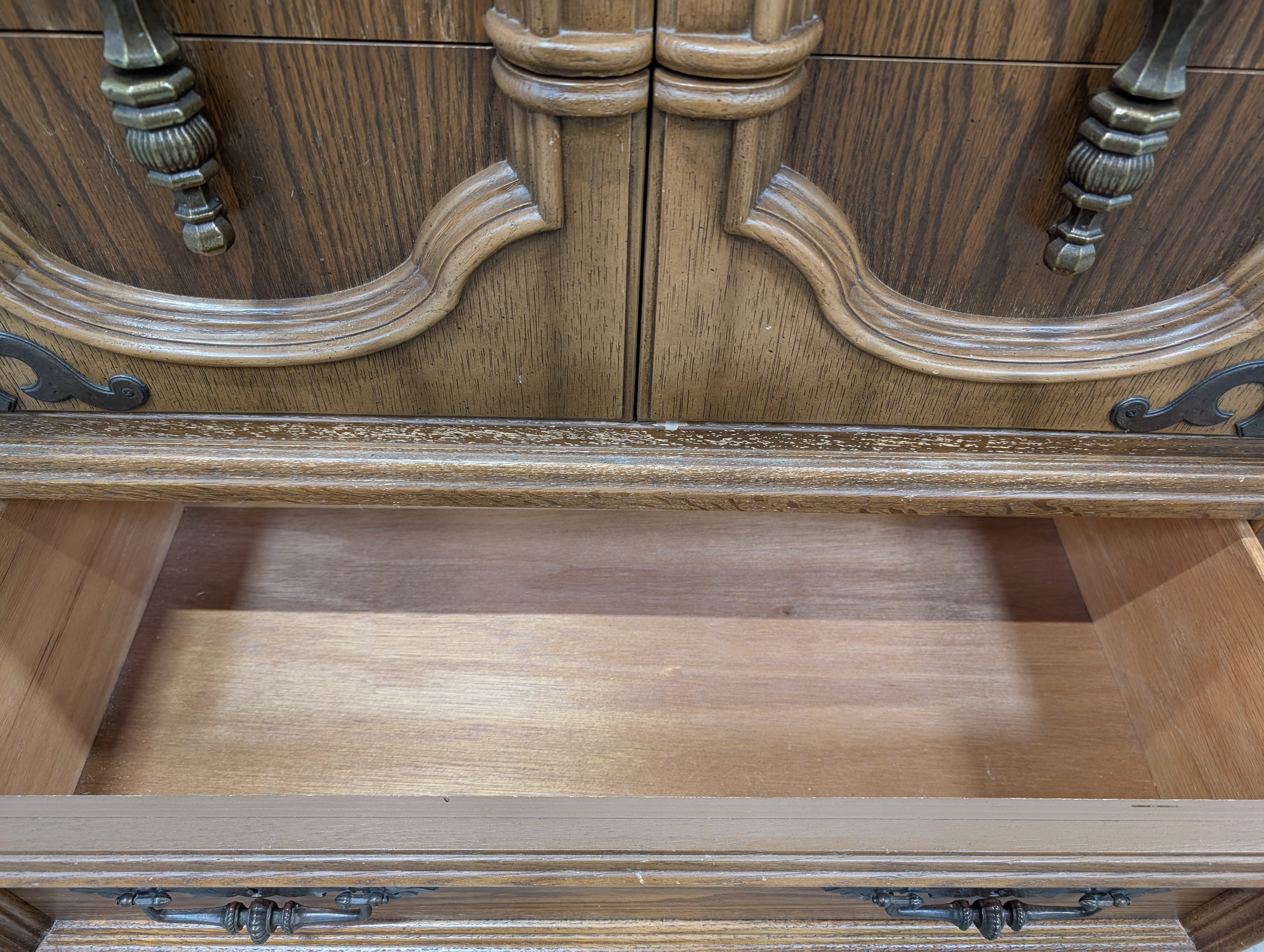 Bassett Furniture Armoire Drawers with Ornate Hardware