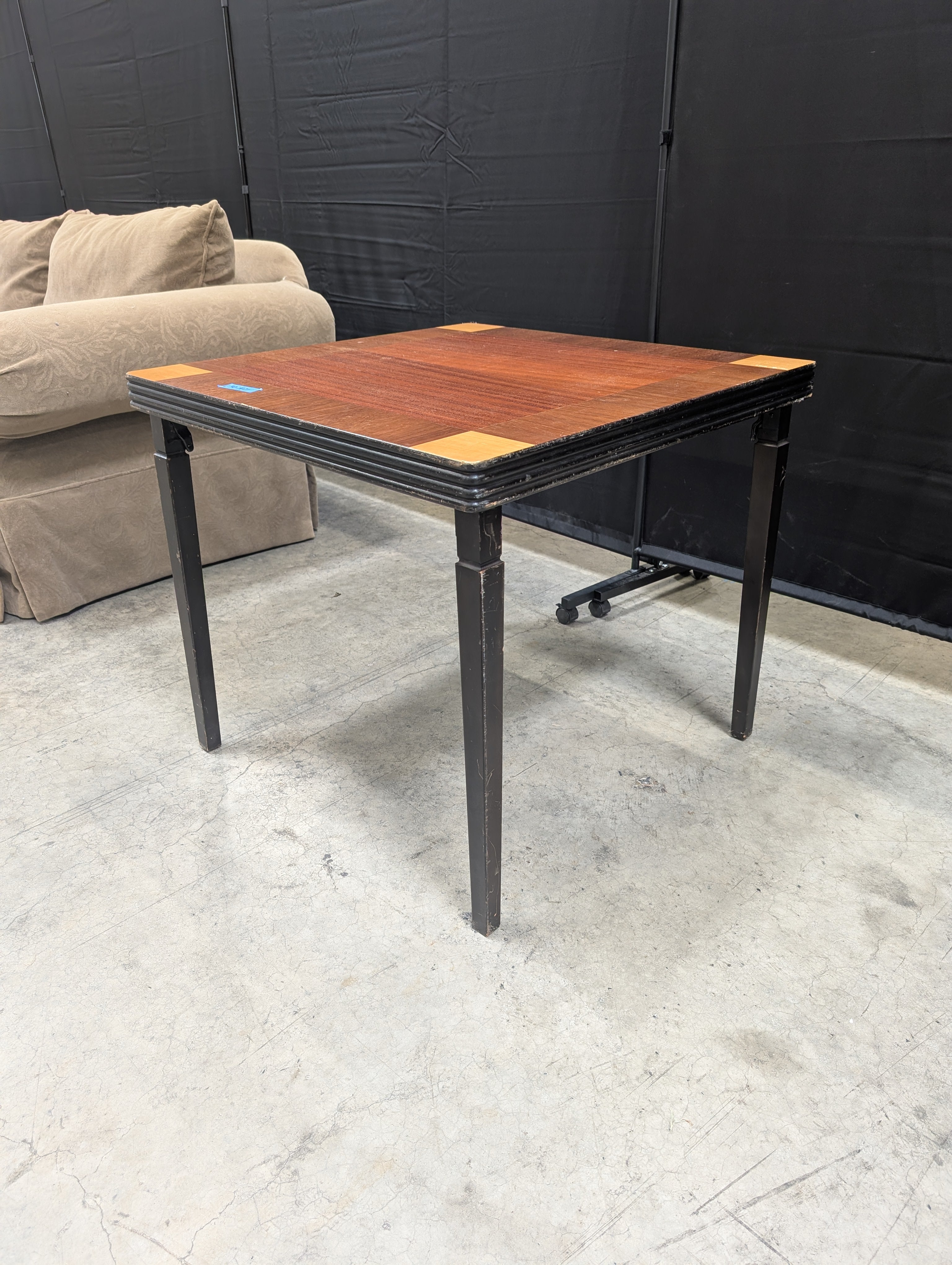 Square Mid-Century Card Table with Inlaid Top