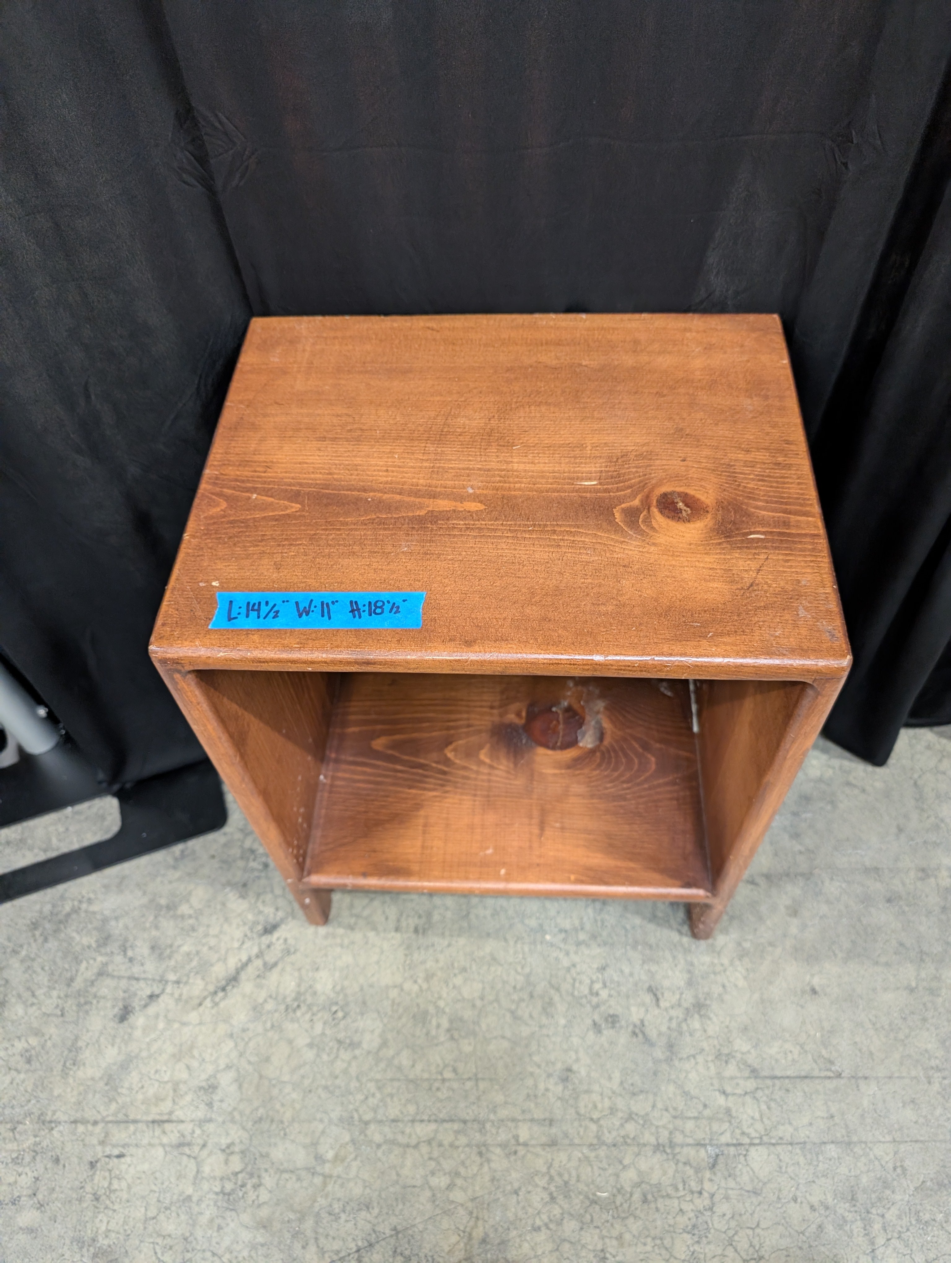 Open Shelf Cube Nightstand in Dark Wood