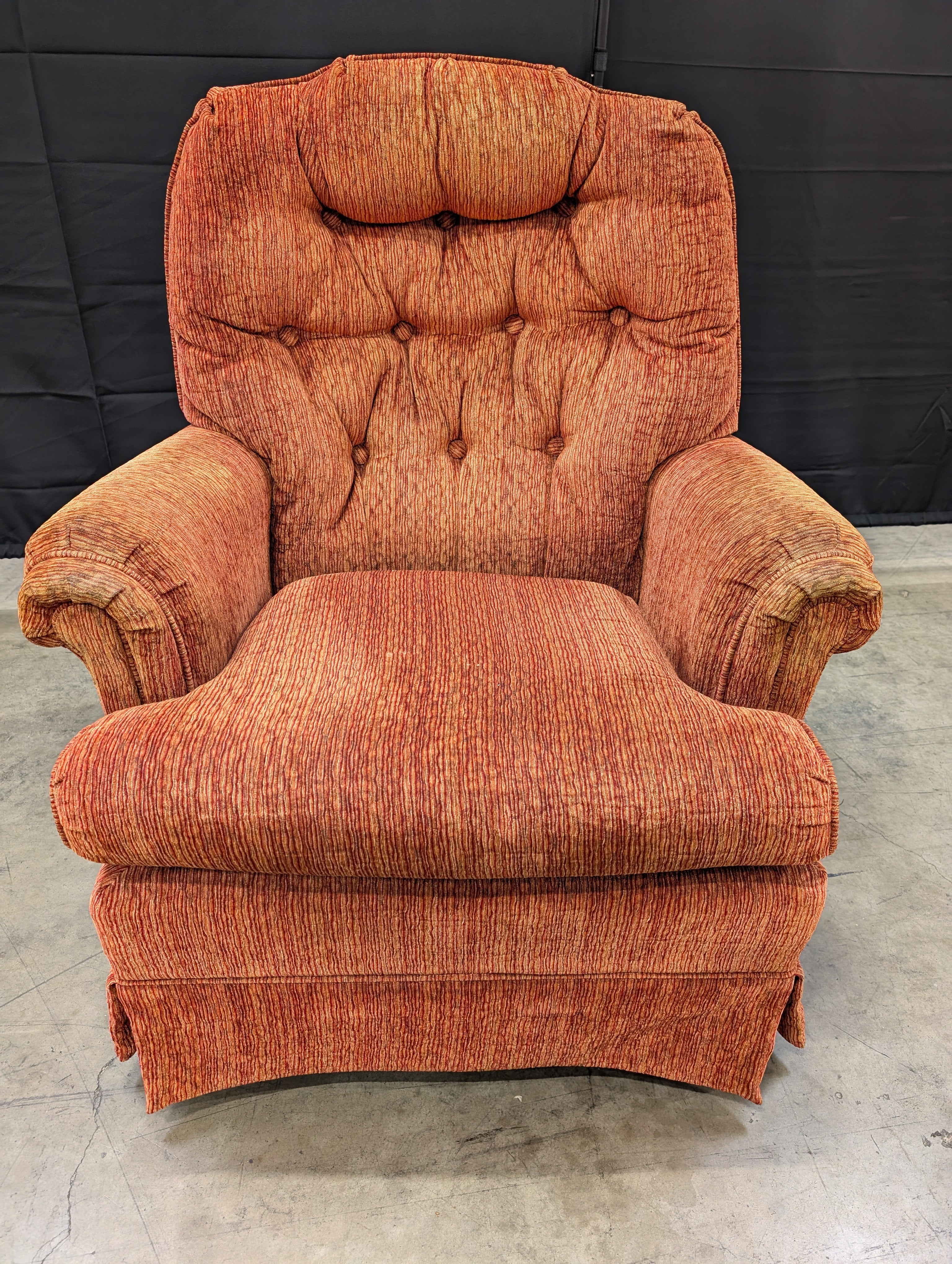 Vintage Style Orange Textured Upholstered Armchair