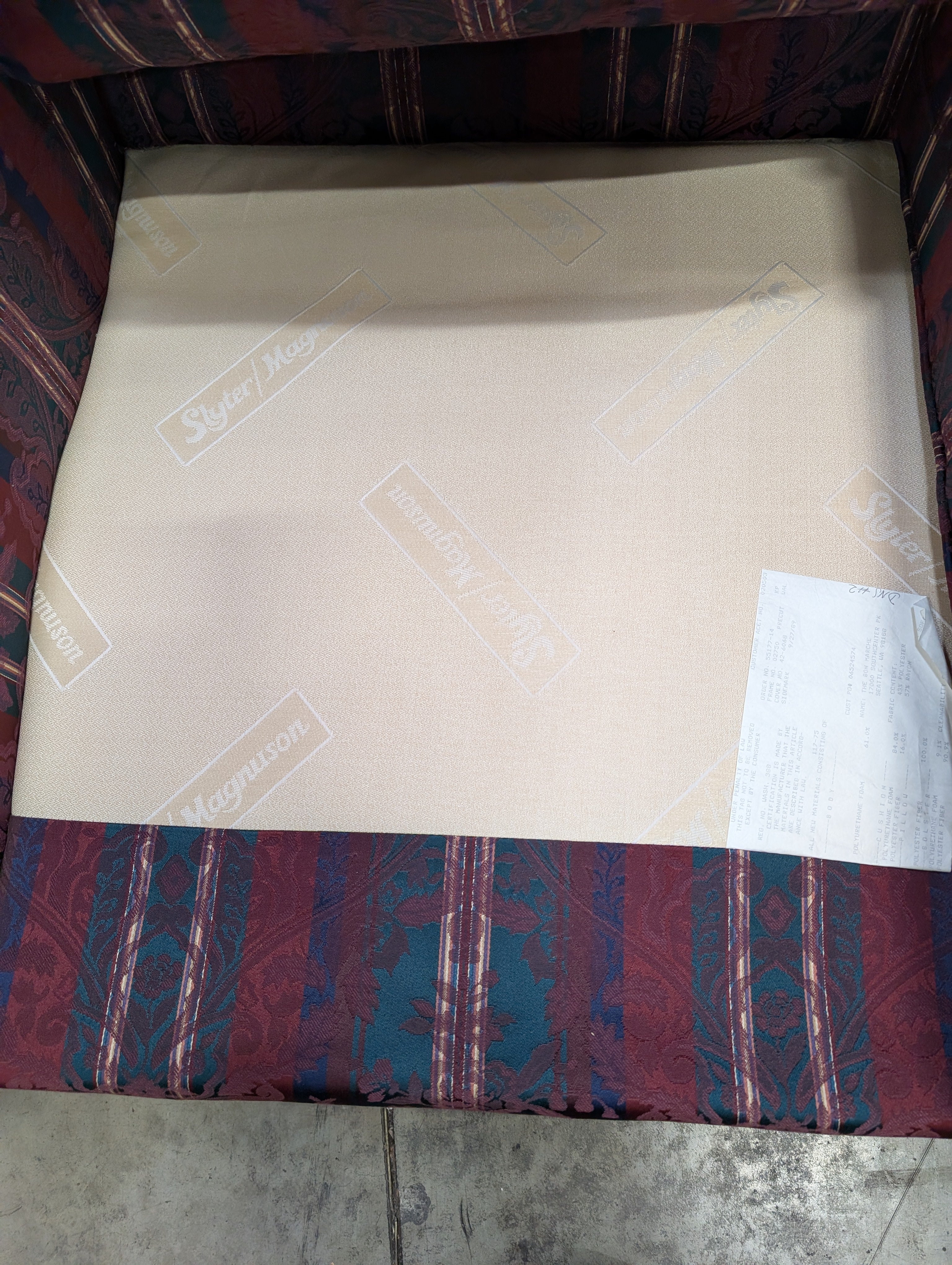 Traditional Burgundy Striped Two-Seater Sofa