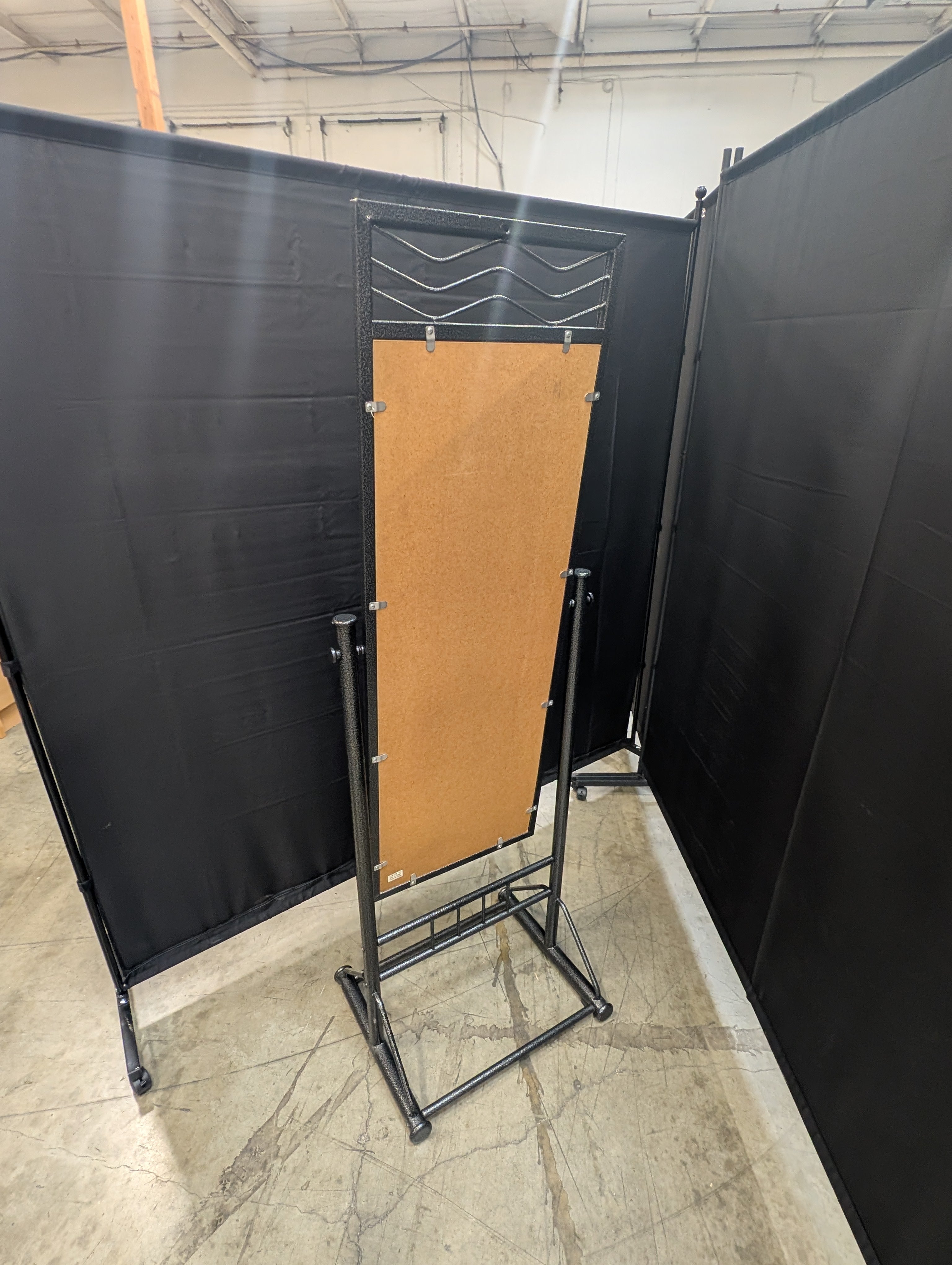 Metal Freestanding Full-Length Mirror with Rolling Base