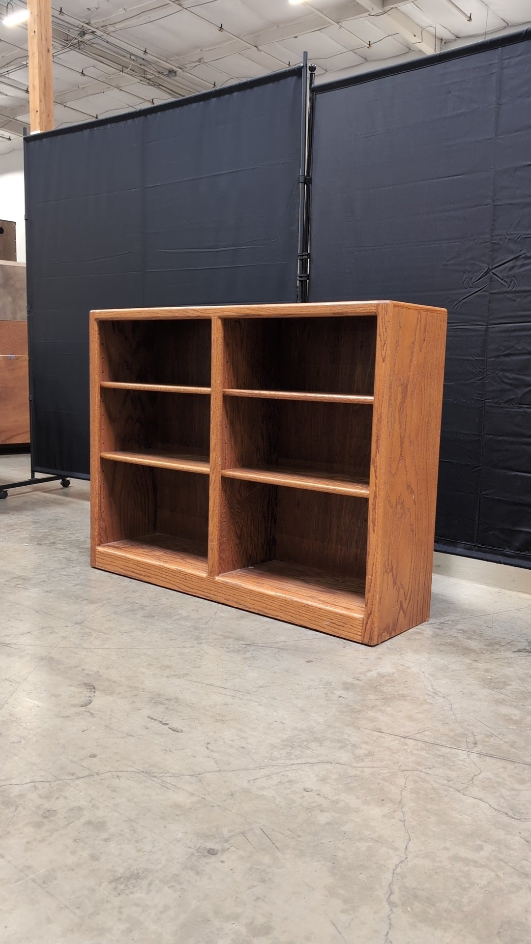 Sturdy Oak Tone Wood Bookcase with Open Shelving