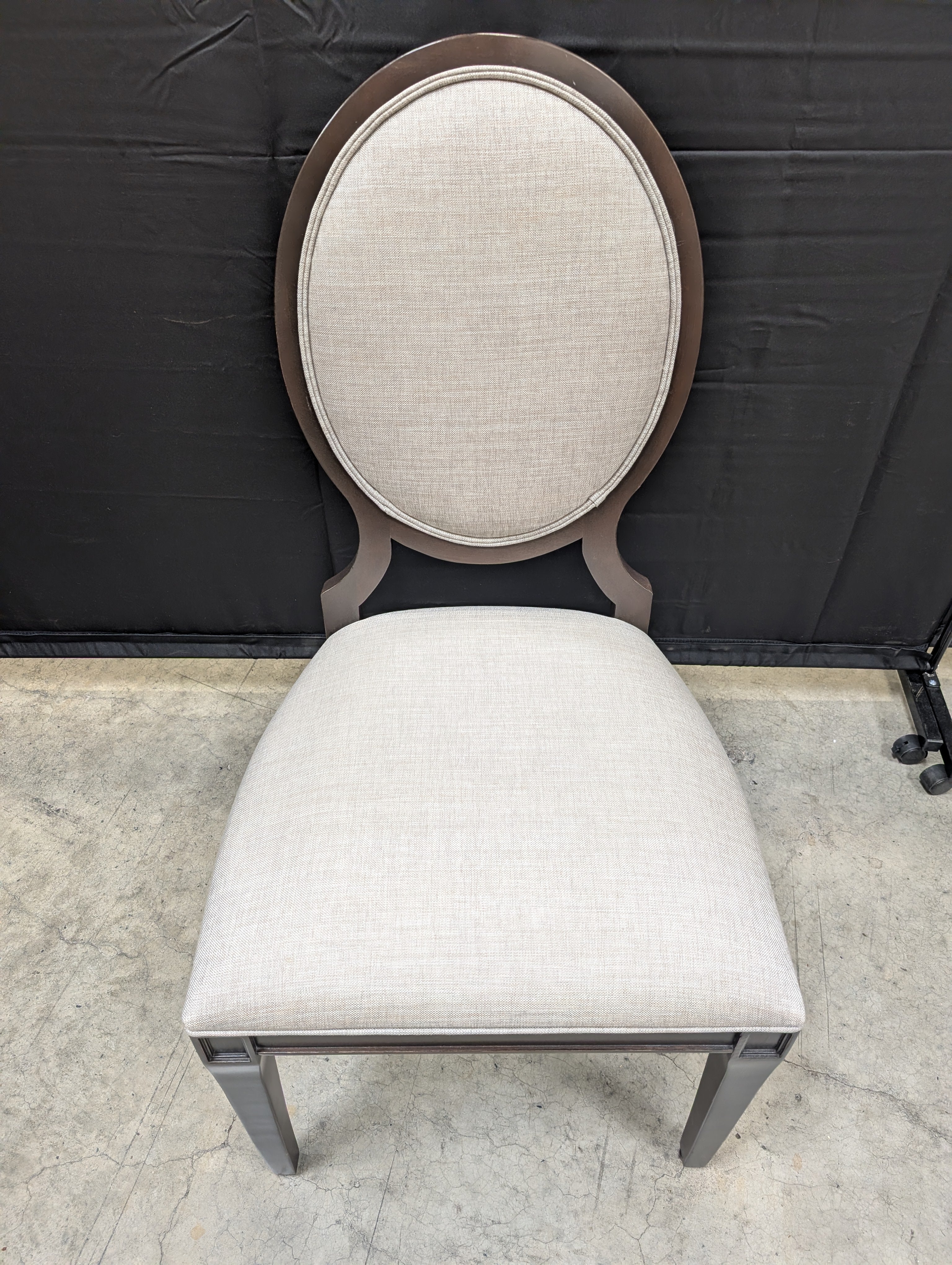 ETHAN ALLEN Dark Wood Dining Set with Six Upholstered Chairs
