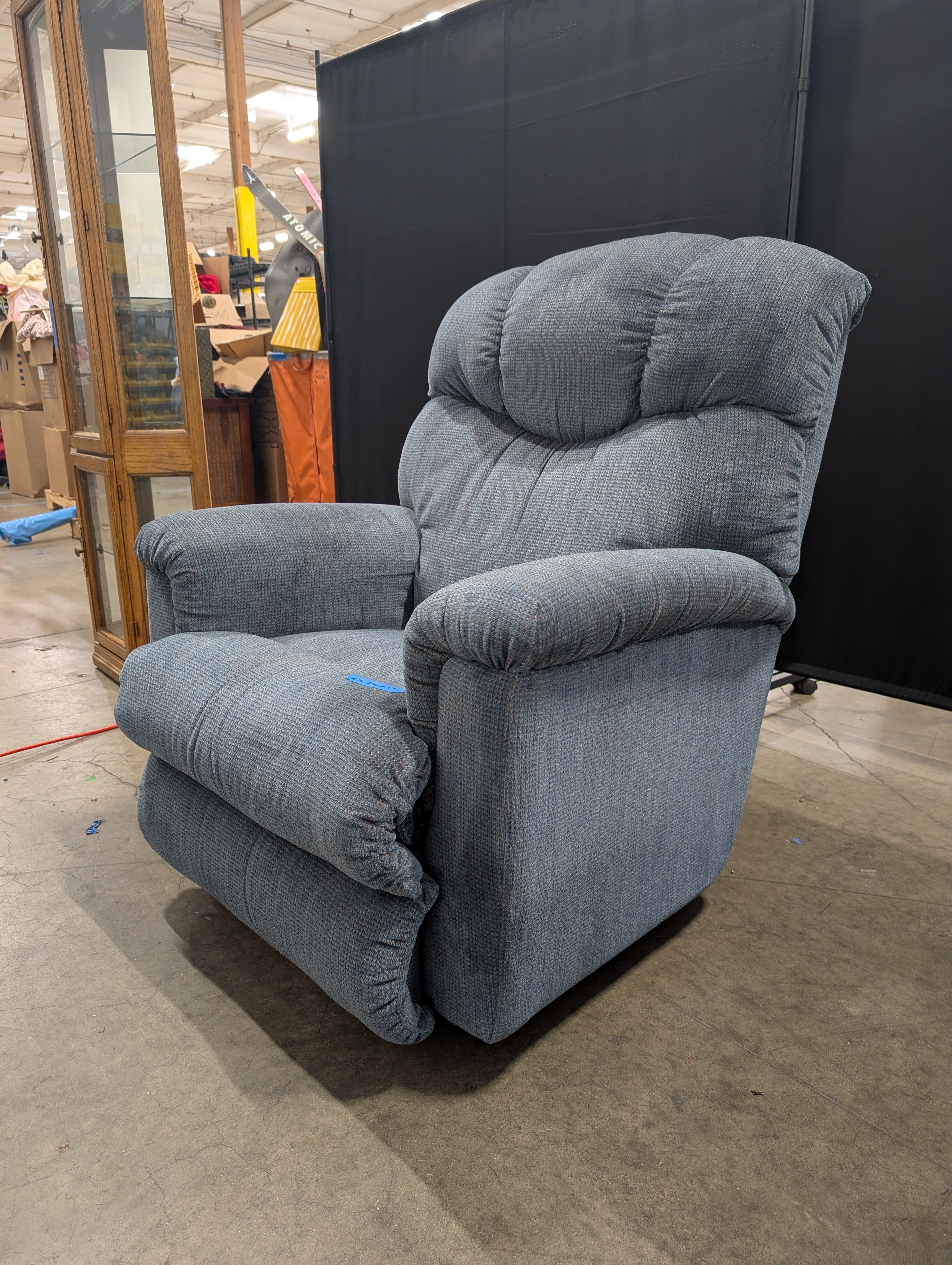 Overstuffed LaZboy Slate Blue Swivel Recliner in Fabric
