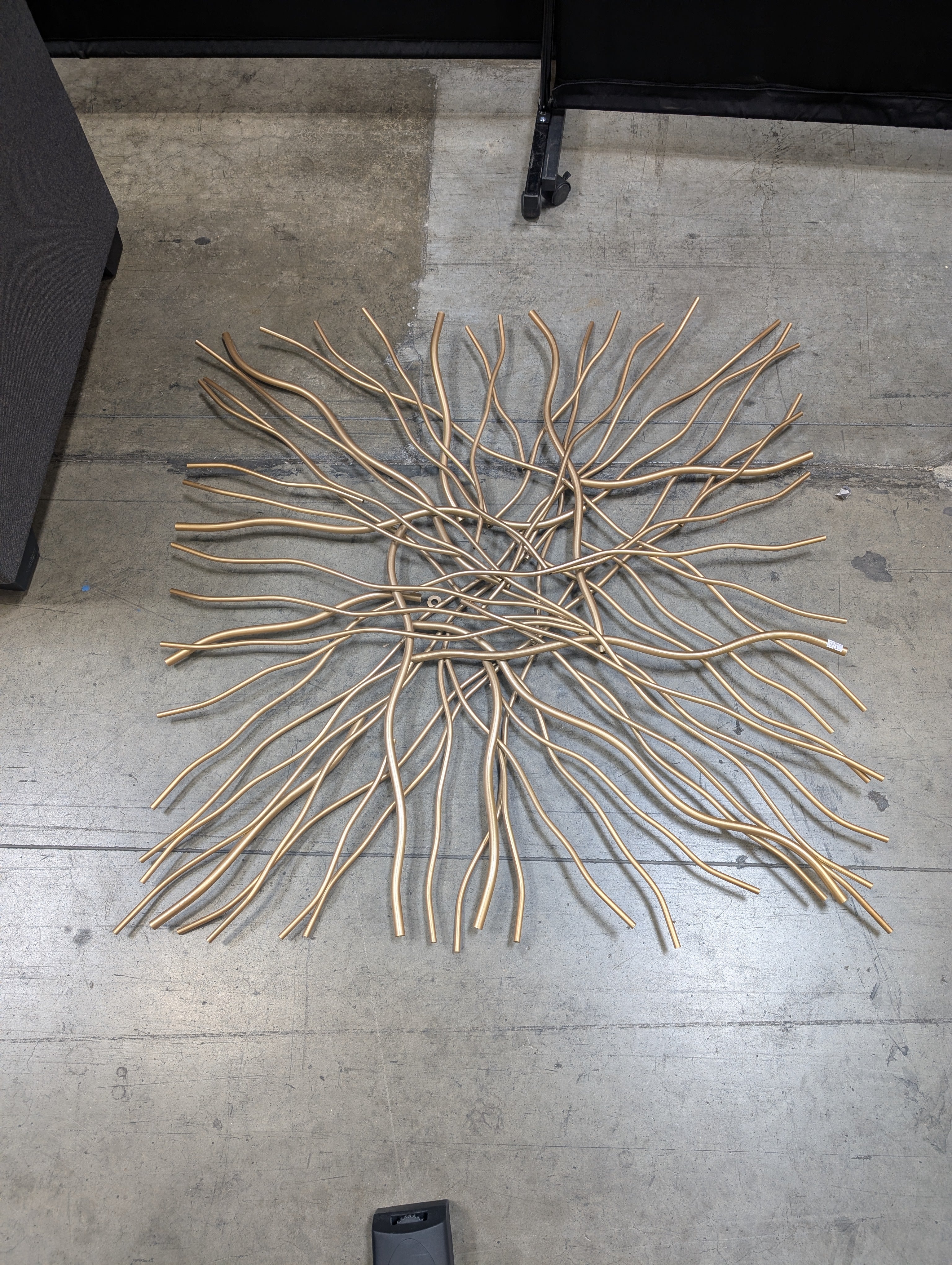 Abstract Gold Metal Branch Wall Sculpture
