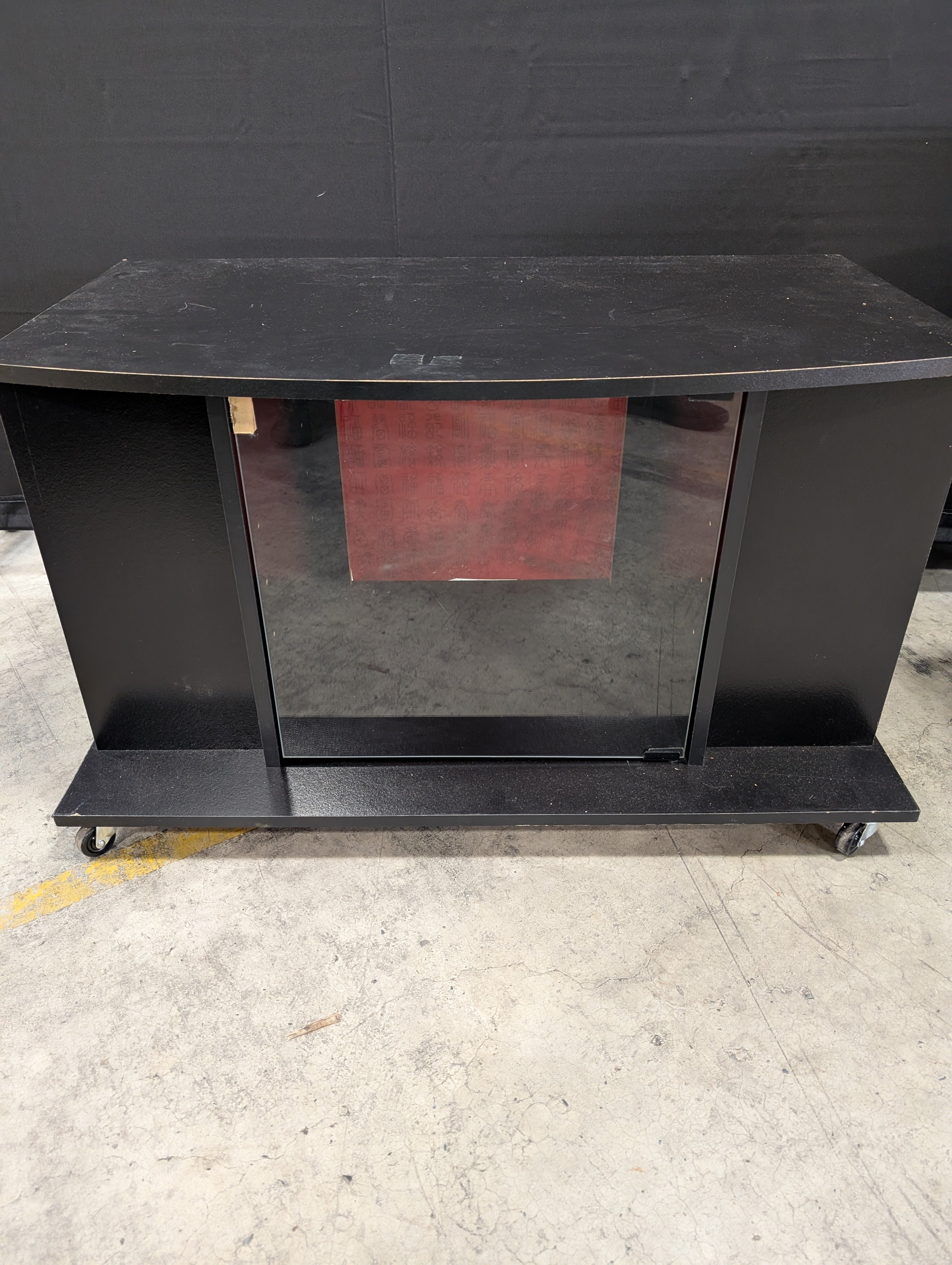 Modern Black Curved Front Media Console with Storage