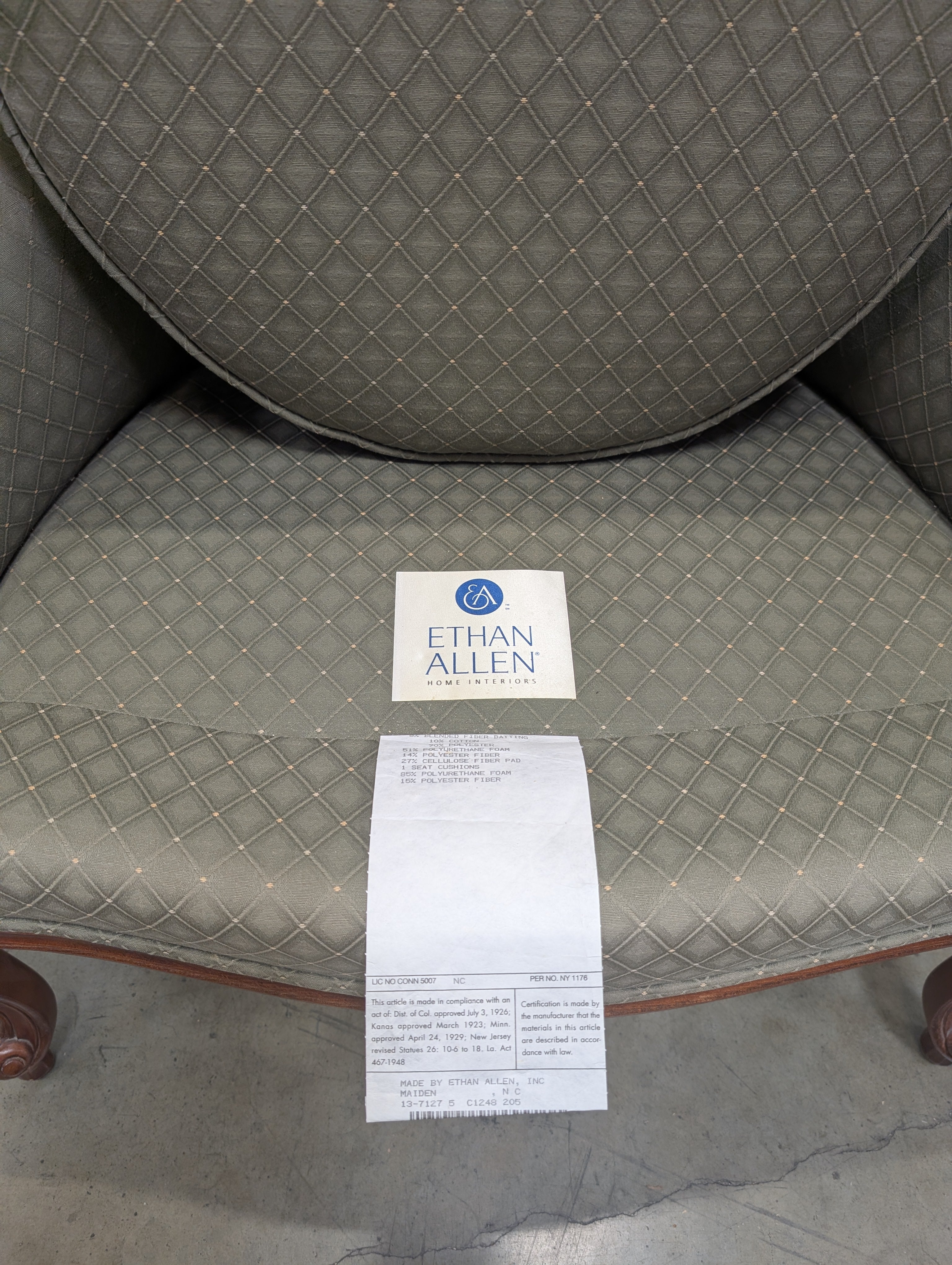 ETHAN ALLEN Carved Wood Frame Armchair