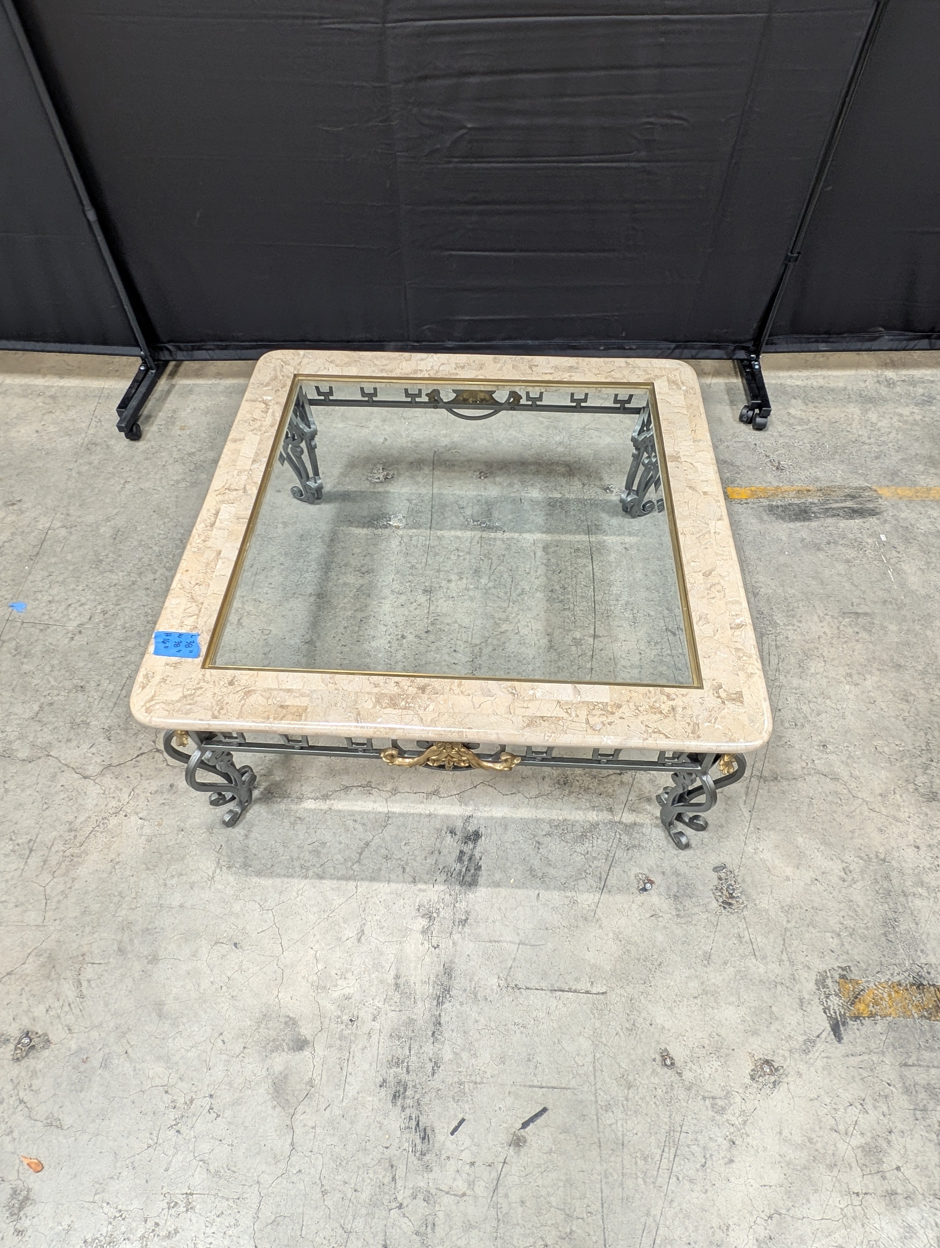Decorative Stone Top and Metal Base Accent Tables