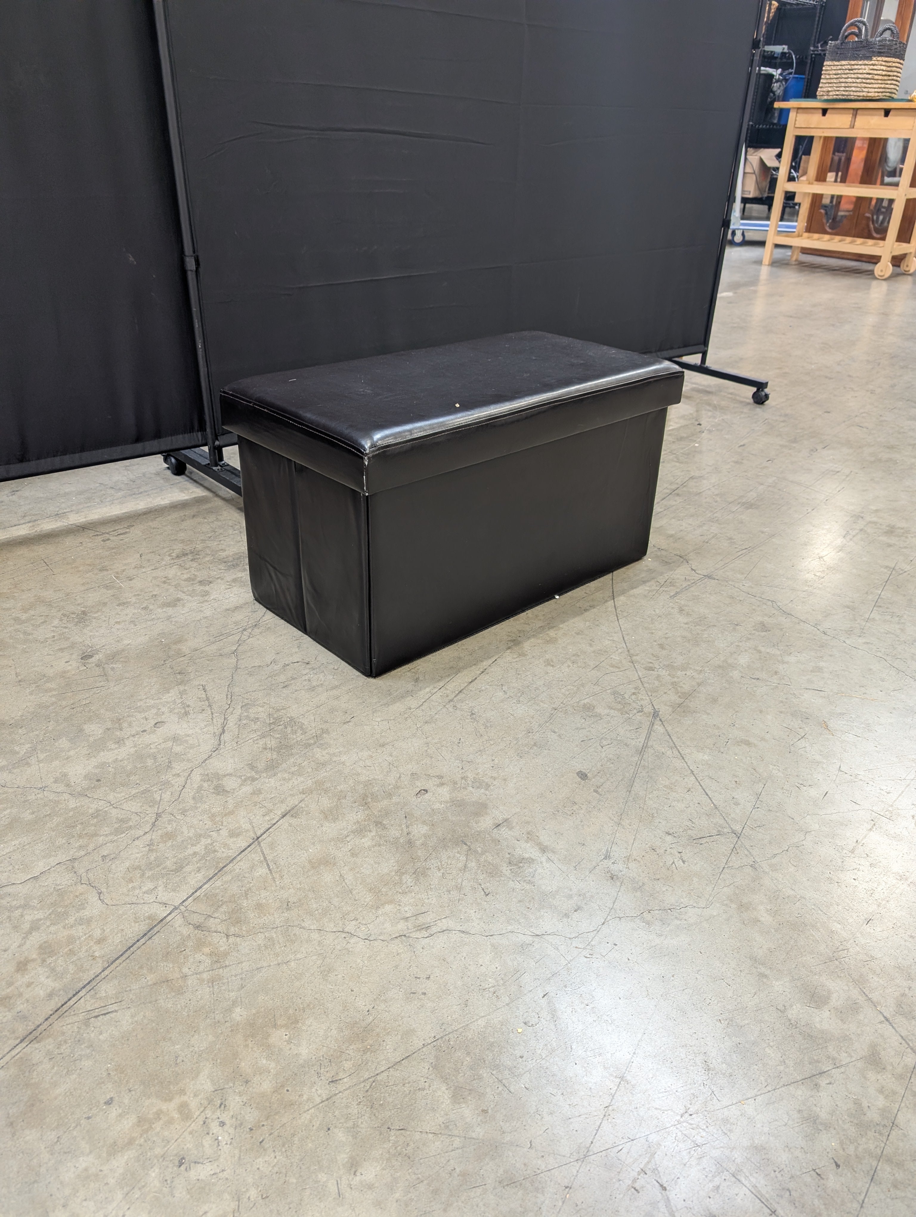 Dark Brown Faux Leather Rectangular Storage Ottoman