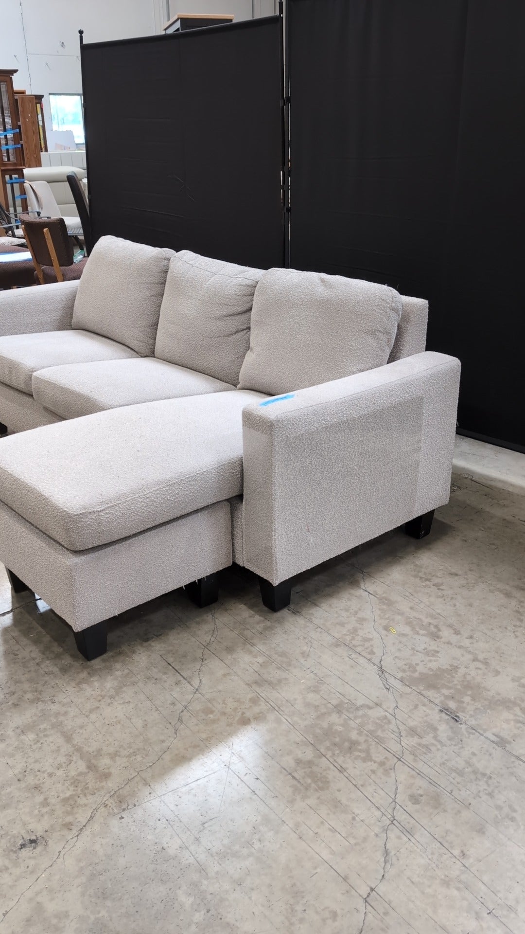 Modern Two-Tone Boucle Sofa with Integrated Ottoman