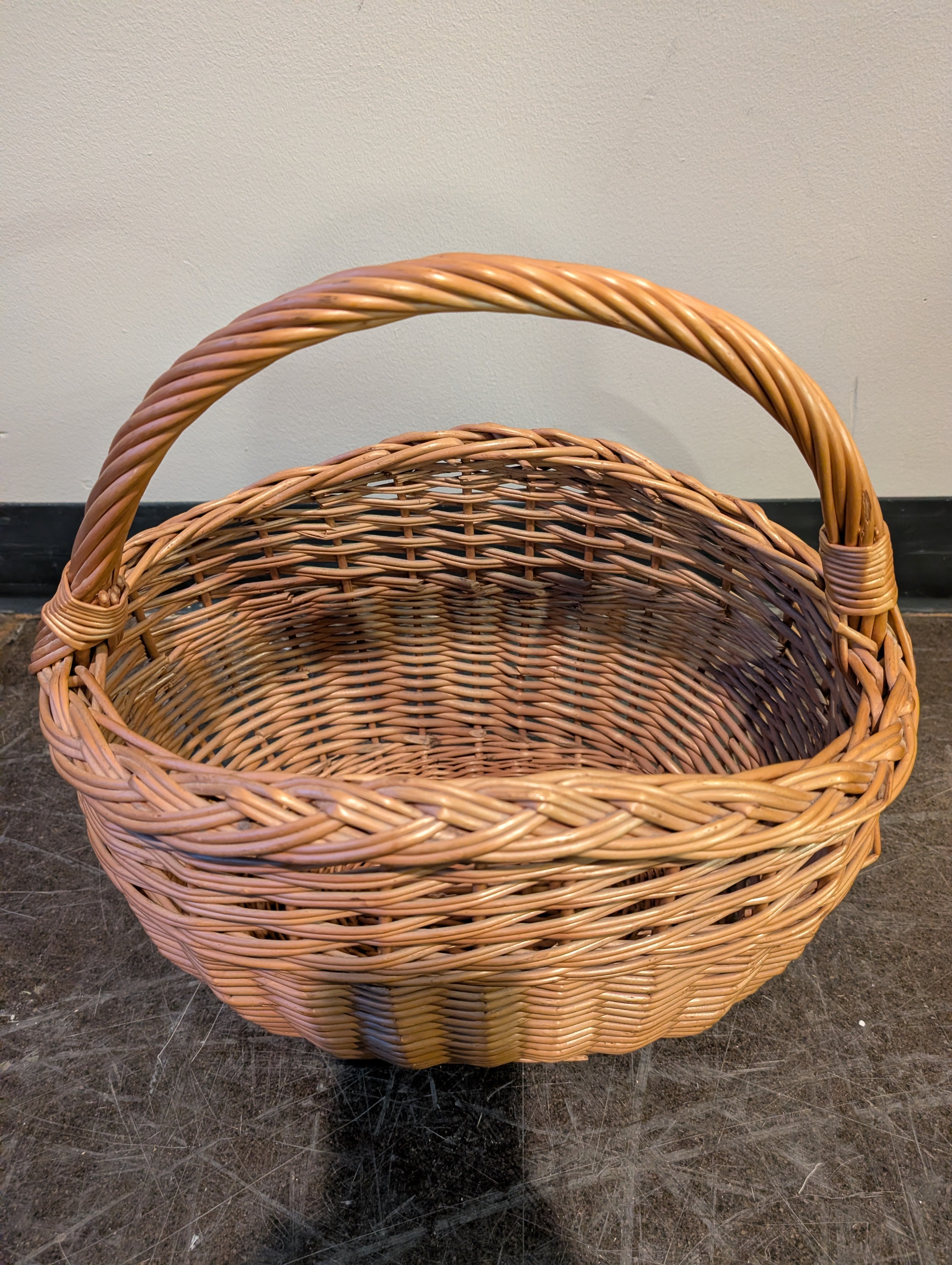Handwoven Wicker Oval Storage Basket with Handle