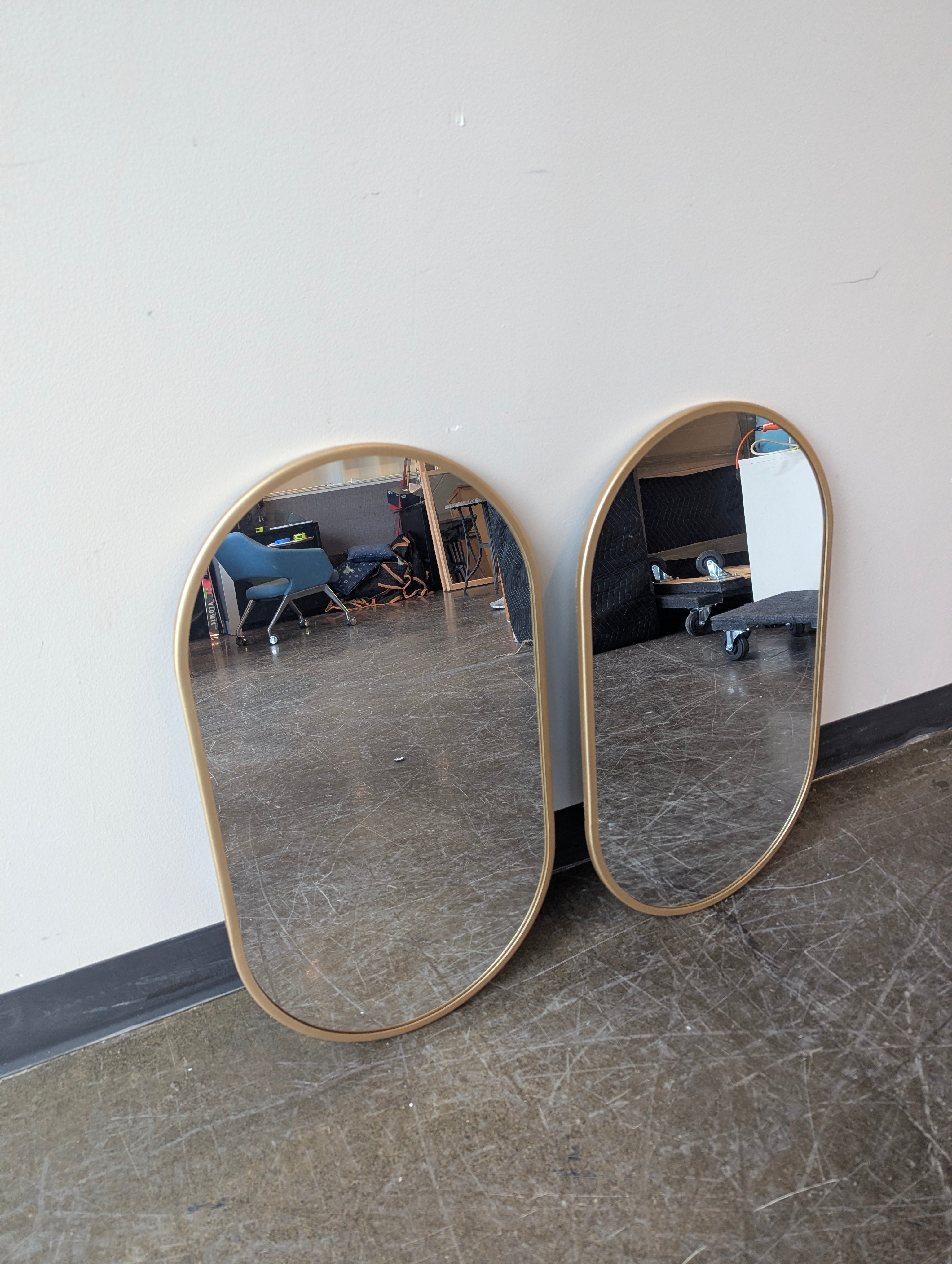 Modern Gold Frame Rounded Oval Wall Mirror