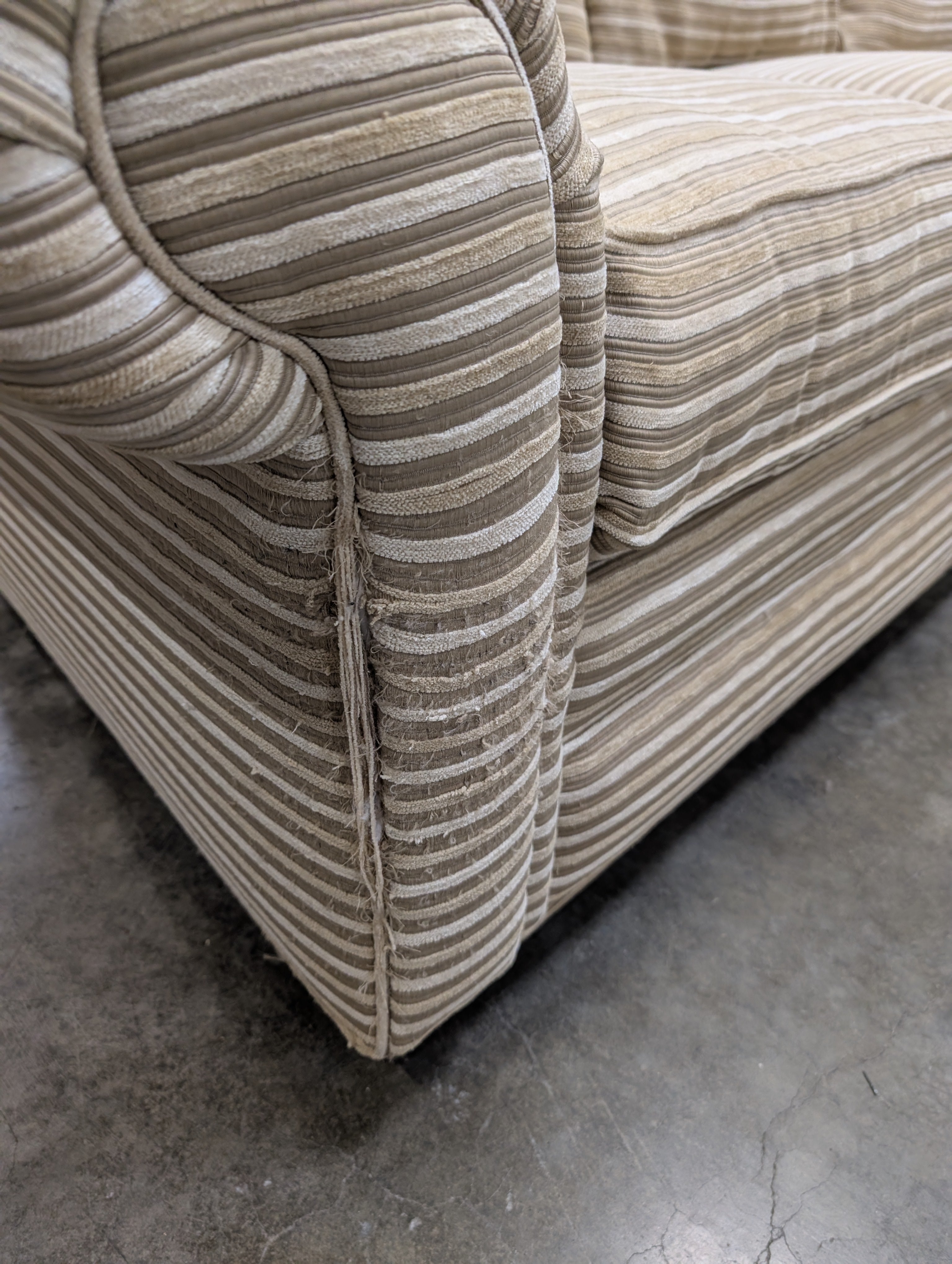 Neutral Tone Hancock & Moore Striped Fabric Sectional Sofa