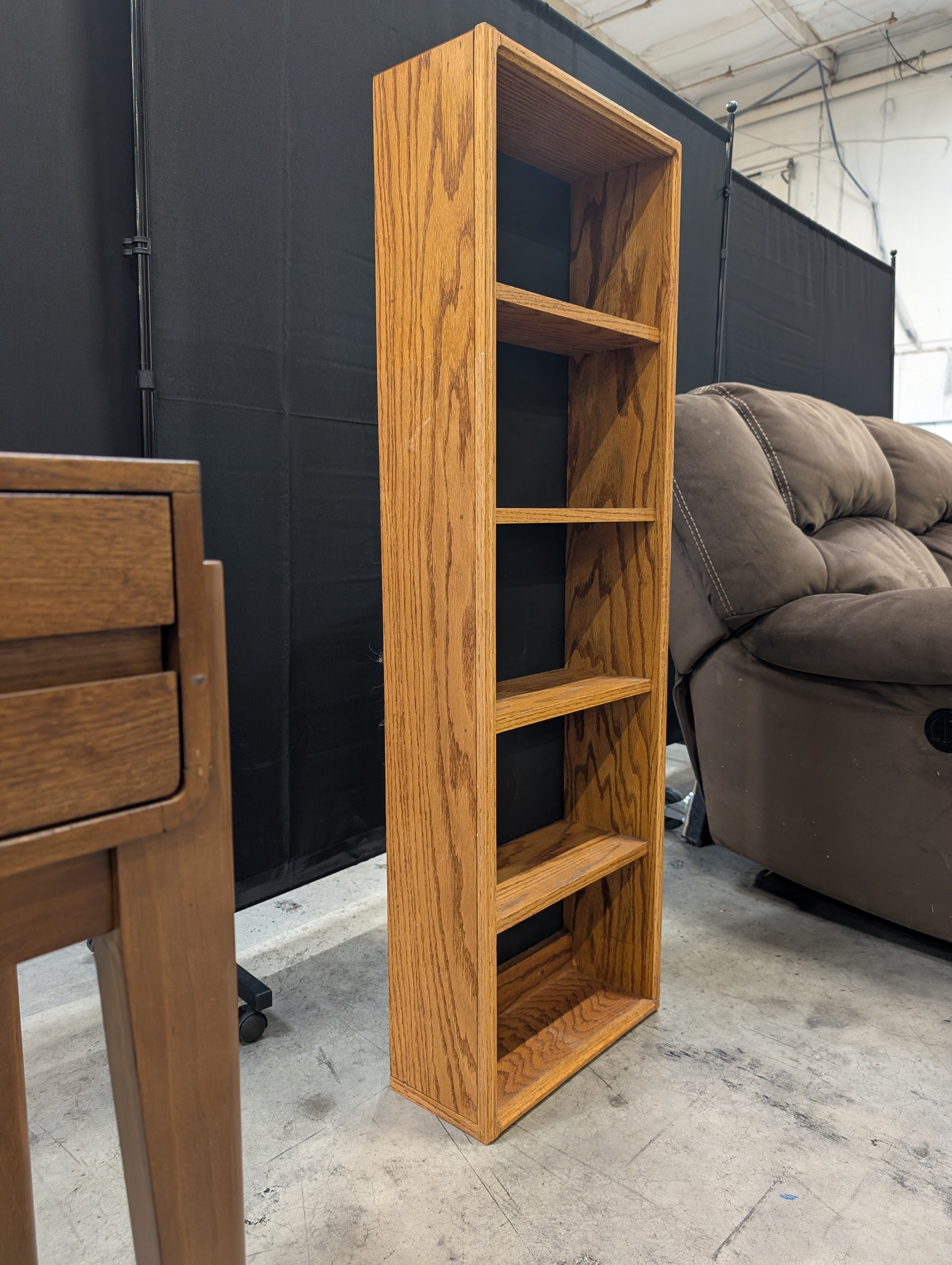 Medium Tone Wood Four-Shelf Bookcase