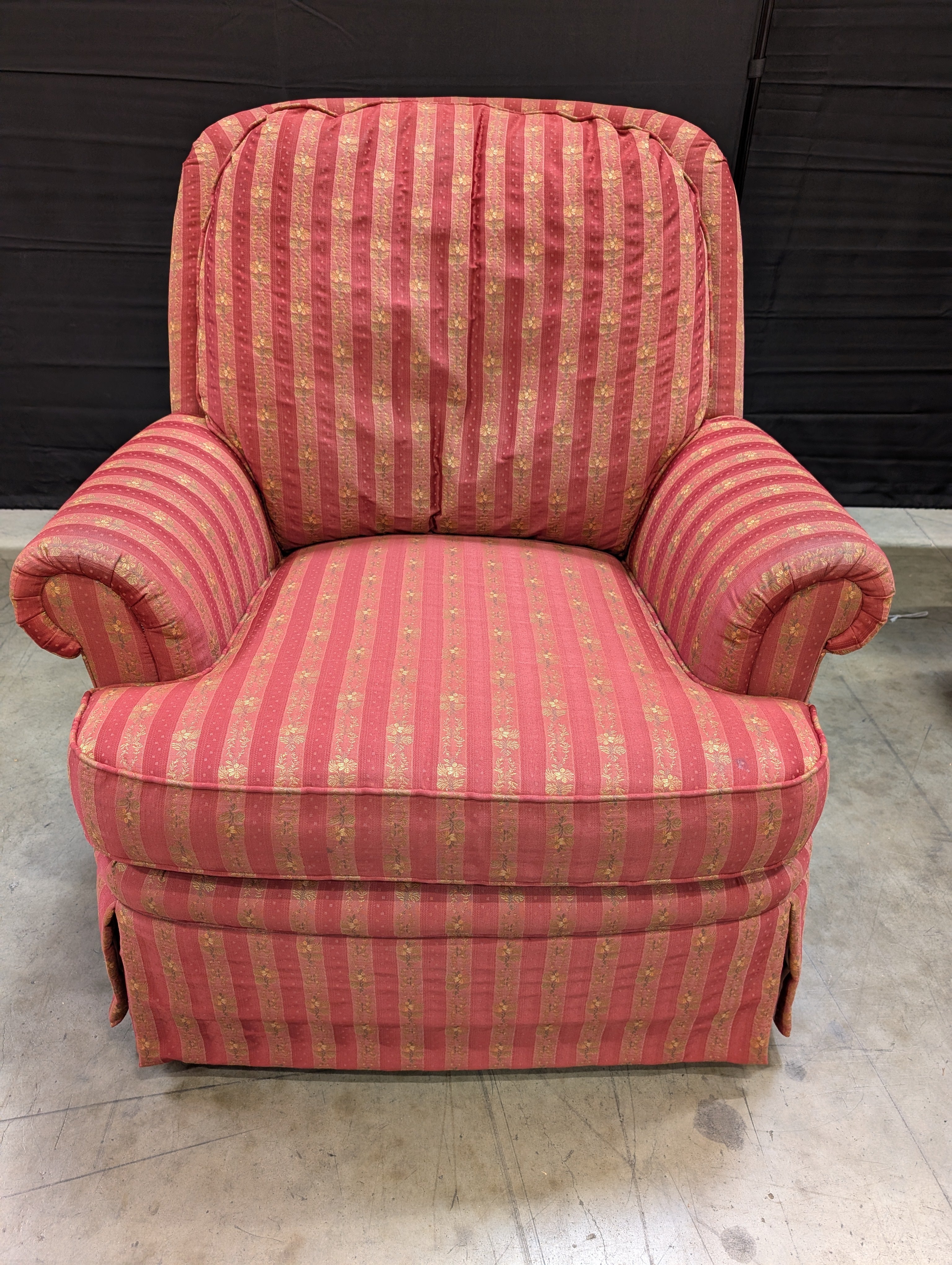 Jessica Charles Burgundy Striped Upholstered Armchair