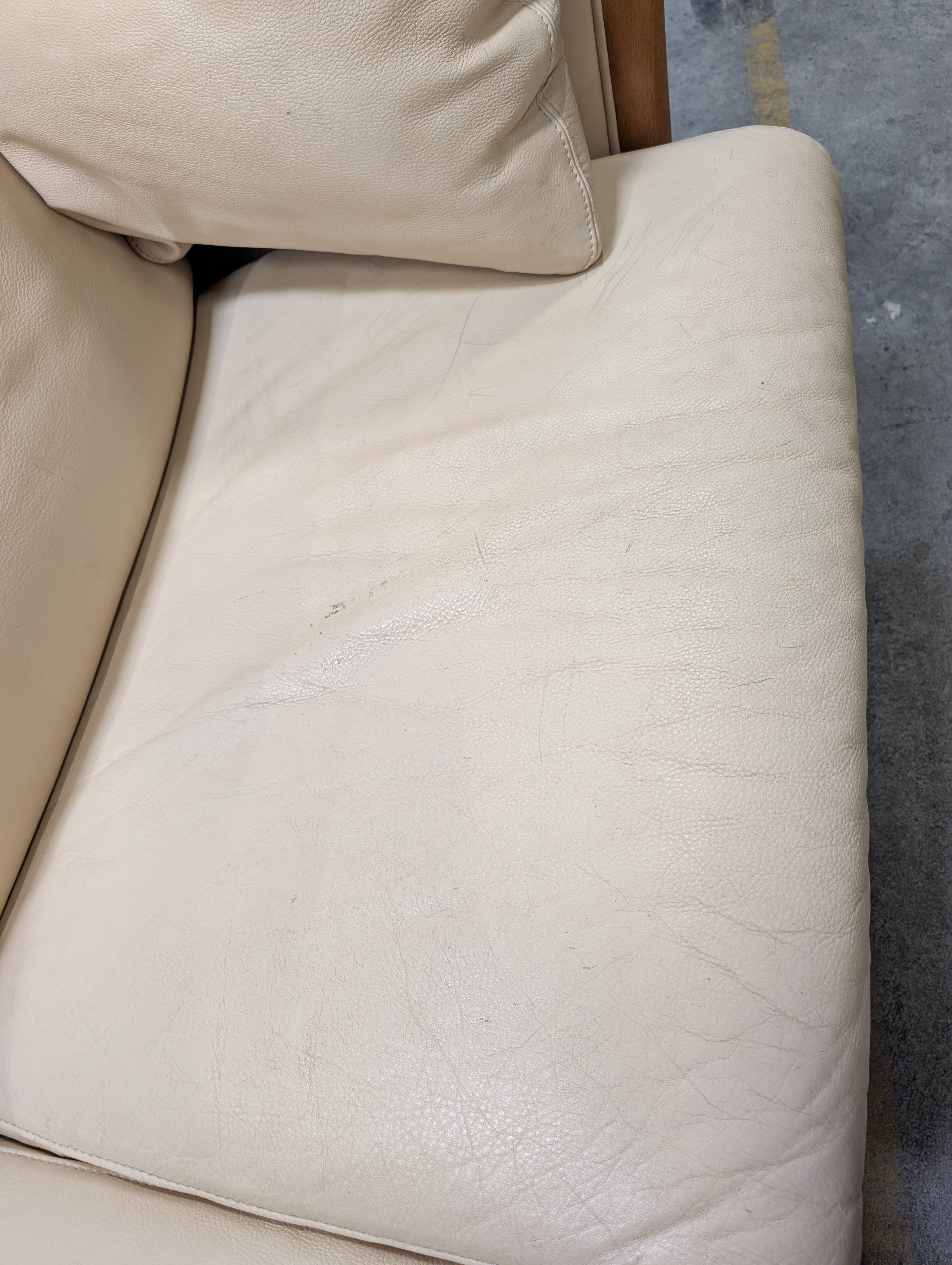 Italian Two-Seater Sofa with Wood Accents