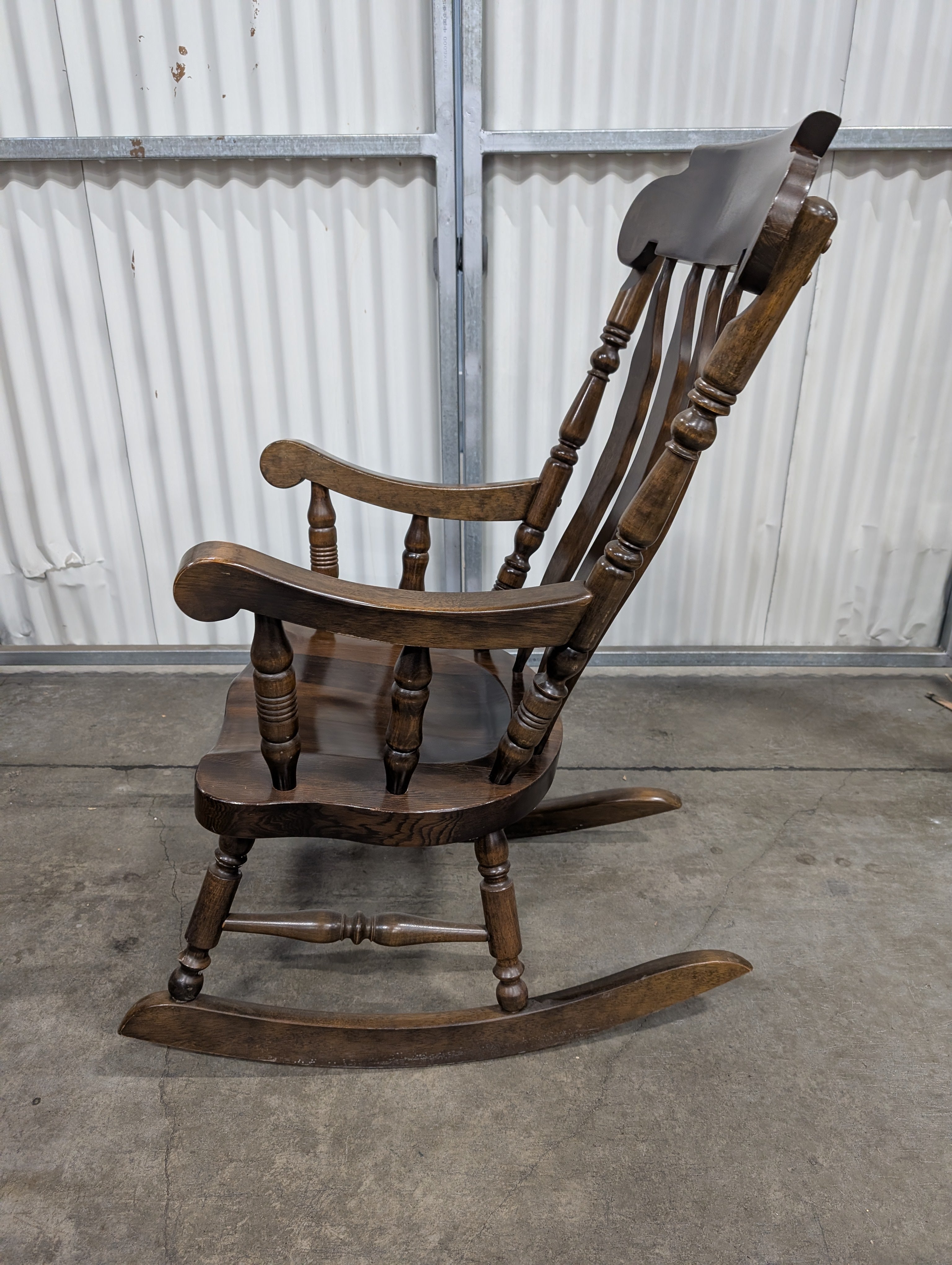 Traditional Dark Wood Spindle Back Rocking Chair