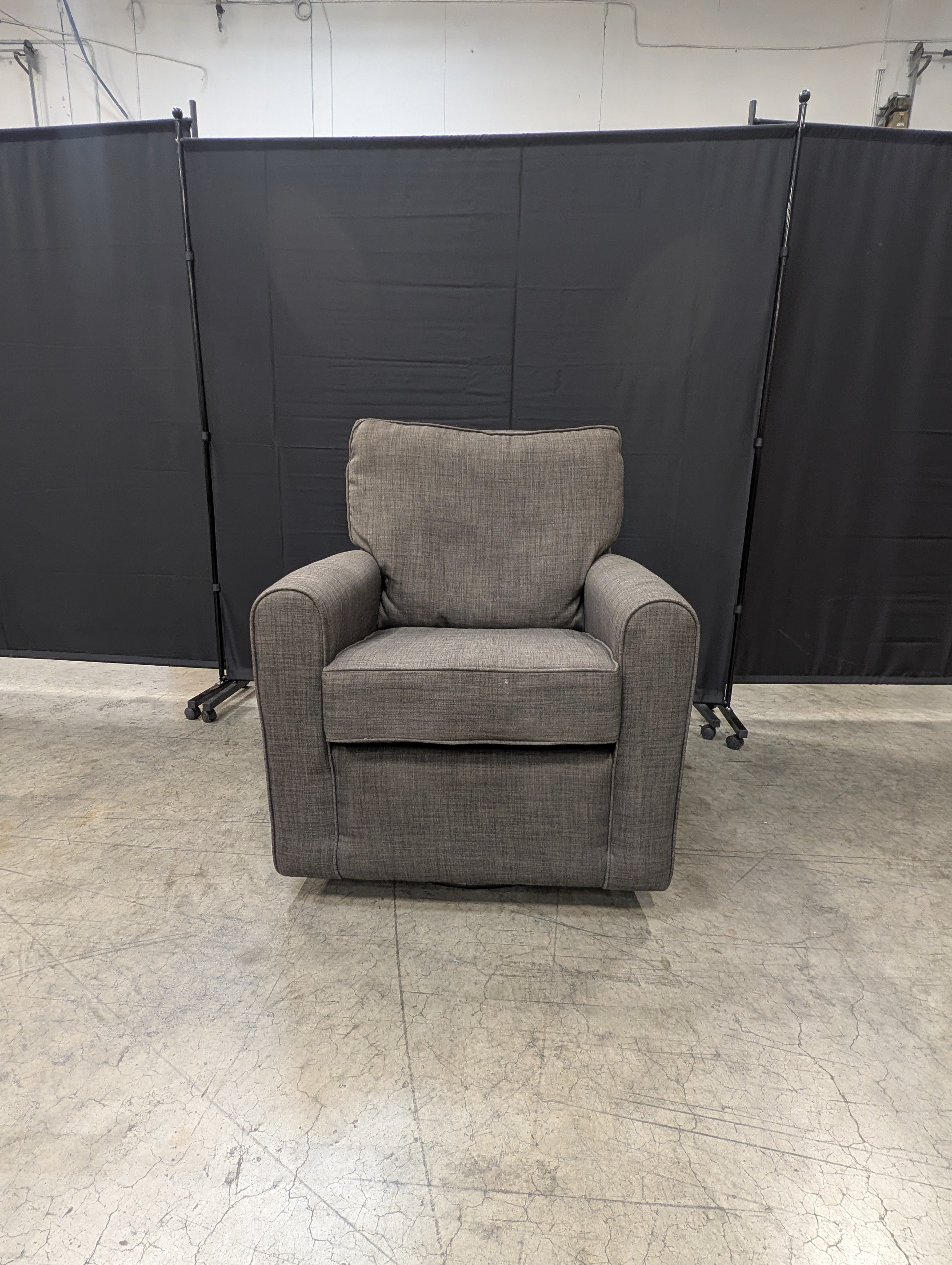 Contemporary Charcoal Grey Upholstered Swivel Armchair