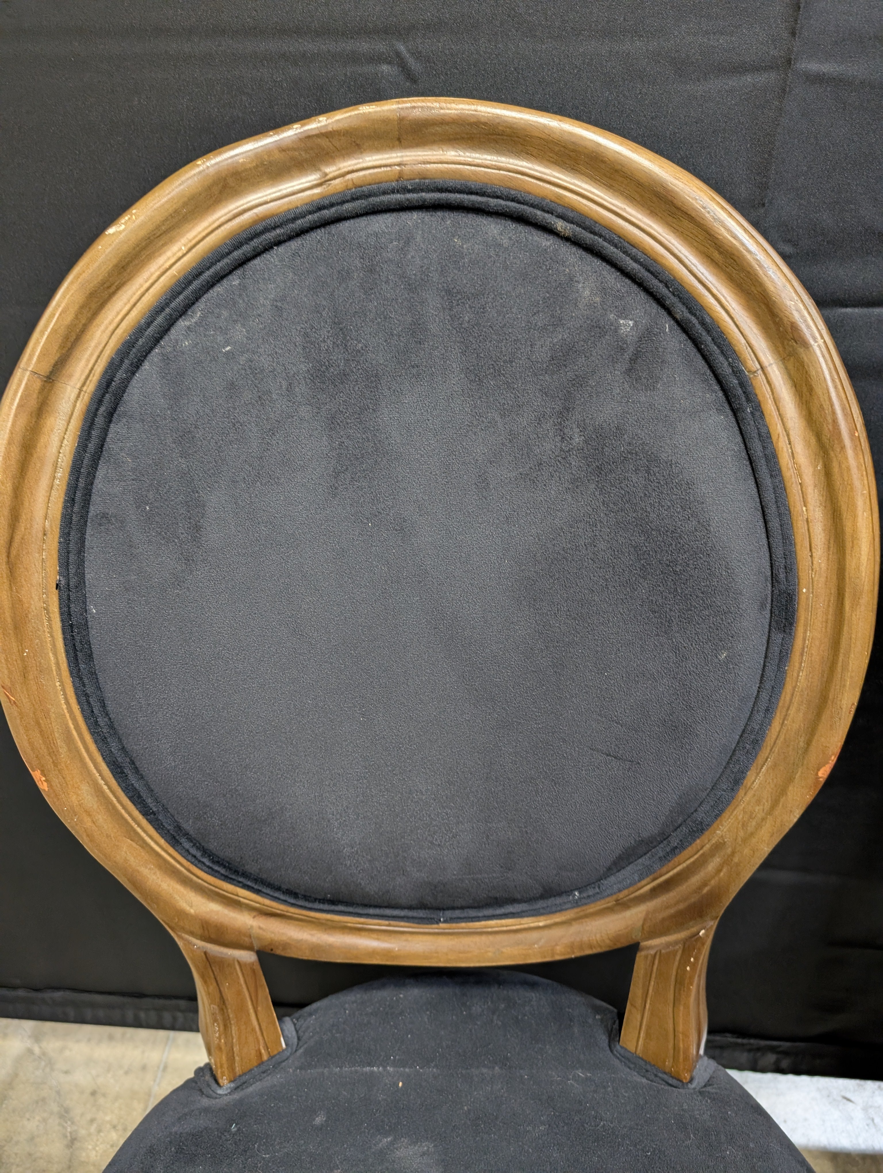 Pair of Traditional Dark Upholstered Wood Frame Chairs