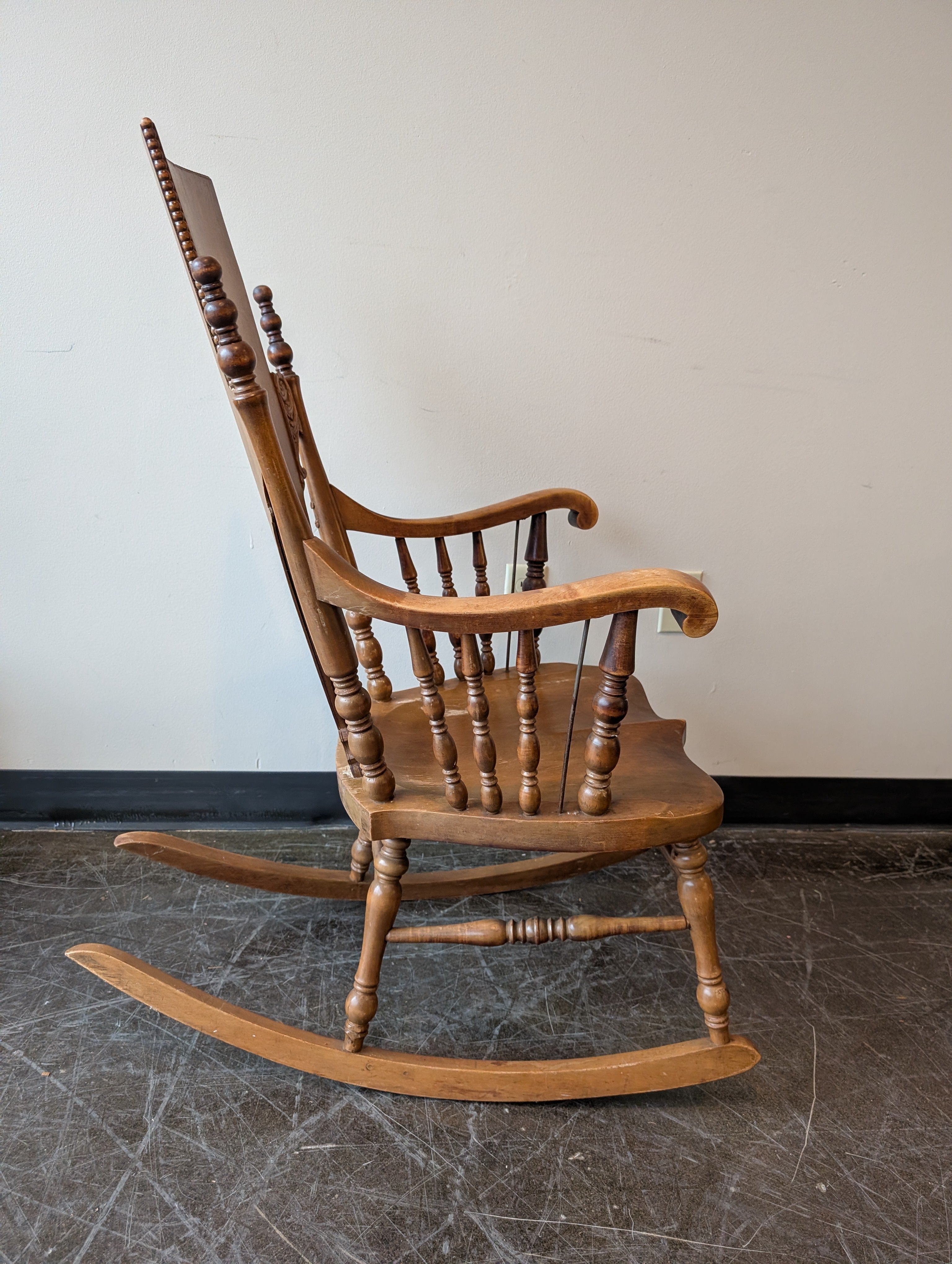 Carved Wood Vintage Rocking Chair