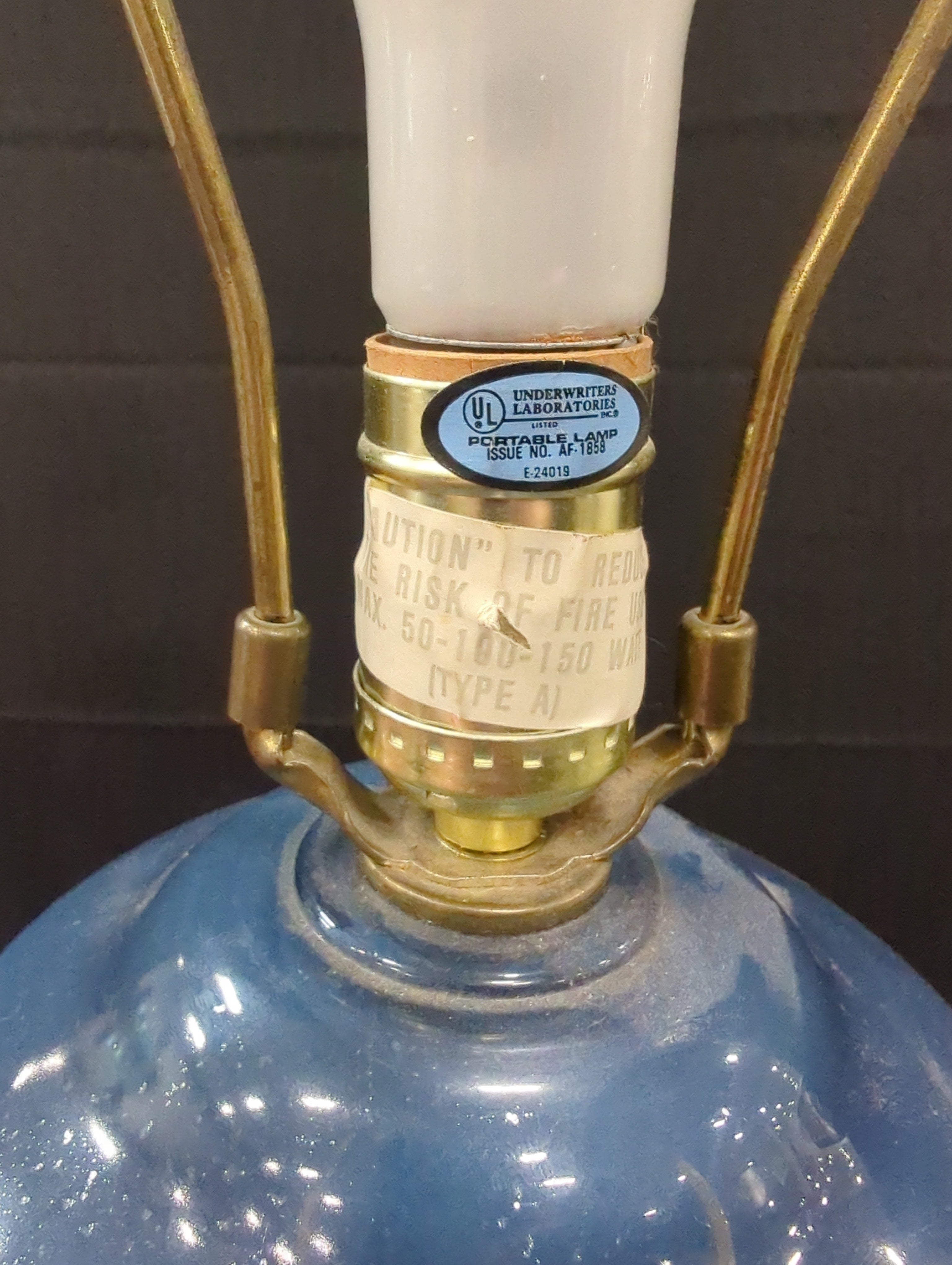 Classic Dark Blue Ceramic Table Lamp with Pleated Fabric Shade