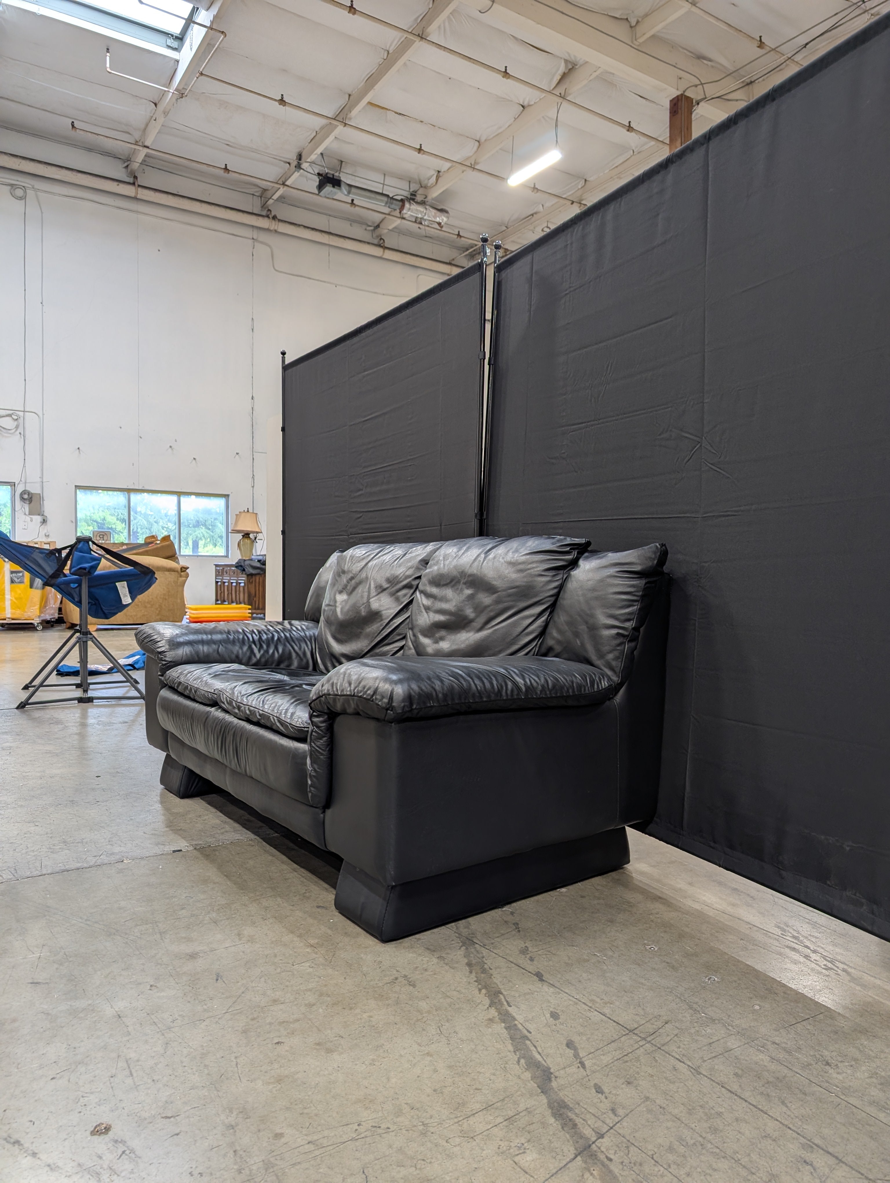 Black Faux Leather Loveseat