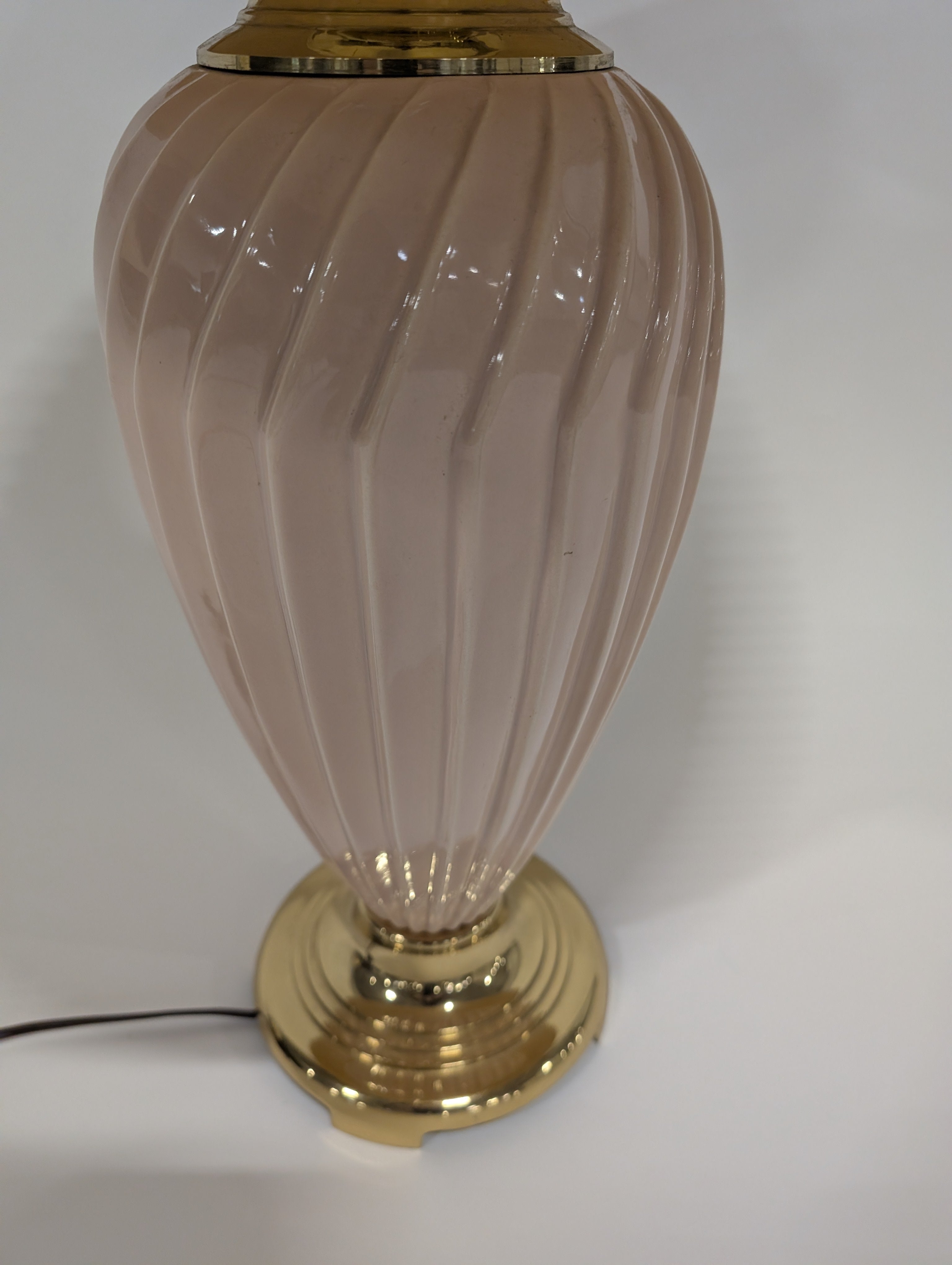 Vintage Style Pleated Shade Table Lamp with Pink Ceramic Glass Base