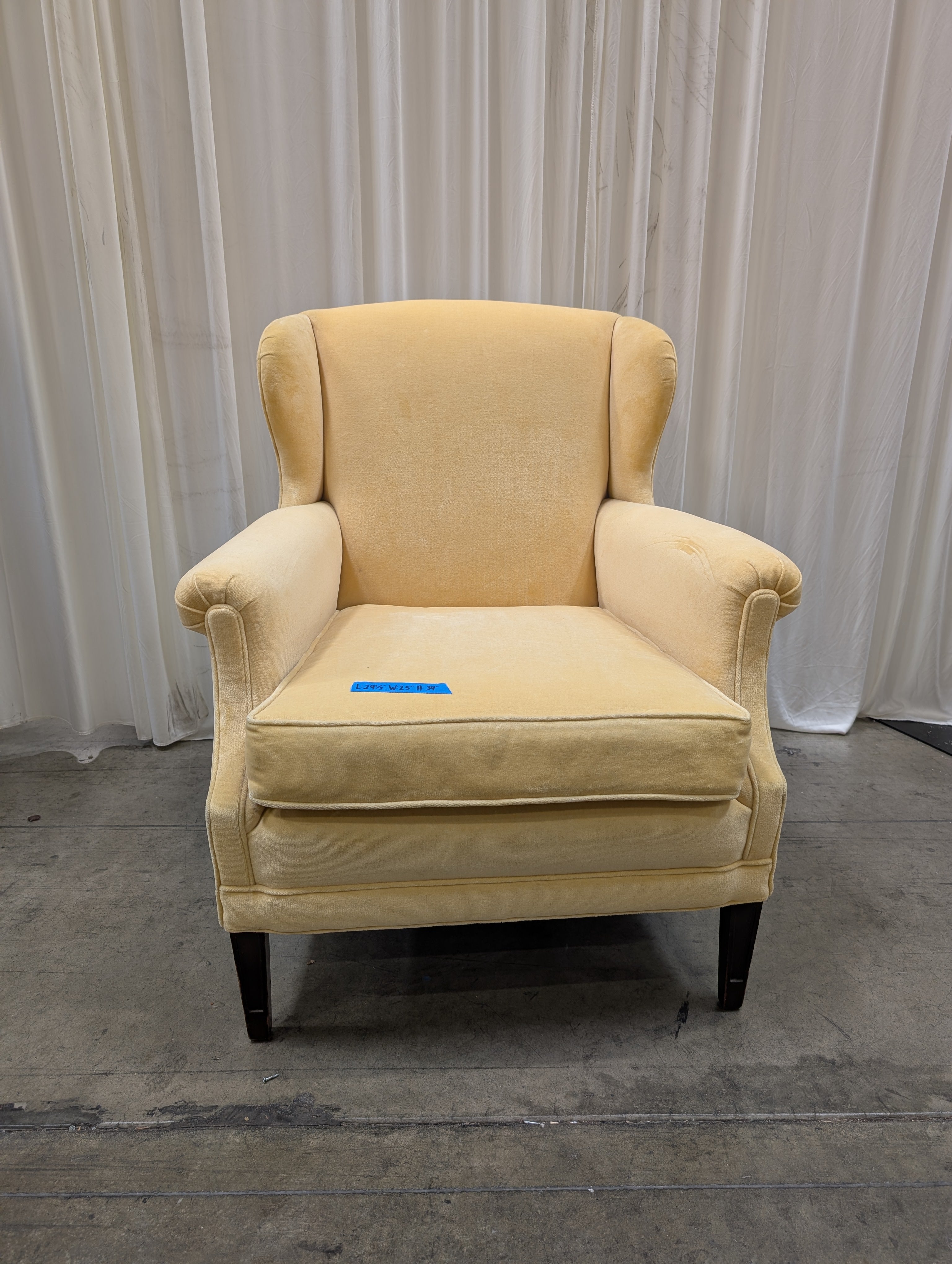Yellow Fabric Wingback Recliner with Cabriole Legs