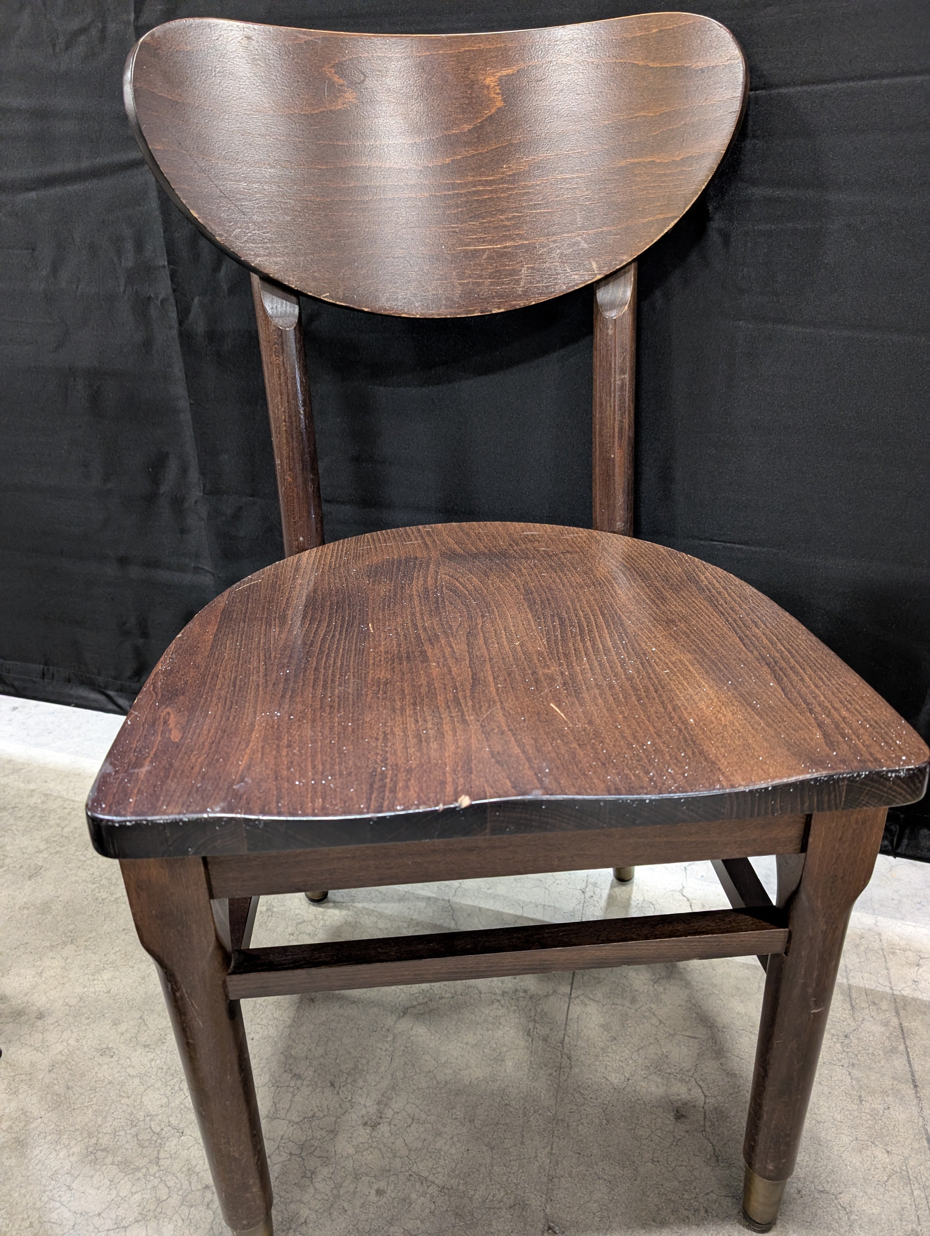 Dark Wood Round Dining Table with Four Curved Back Chairs
