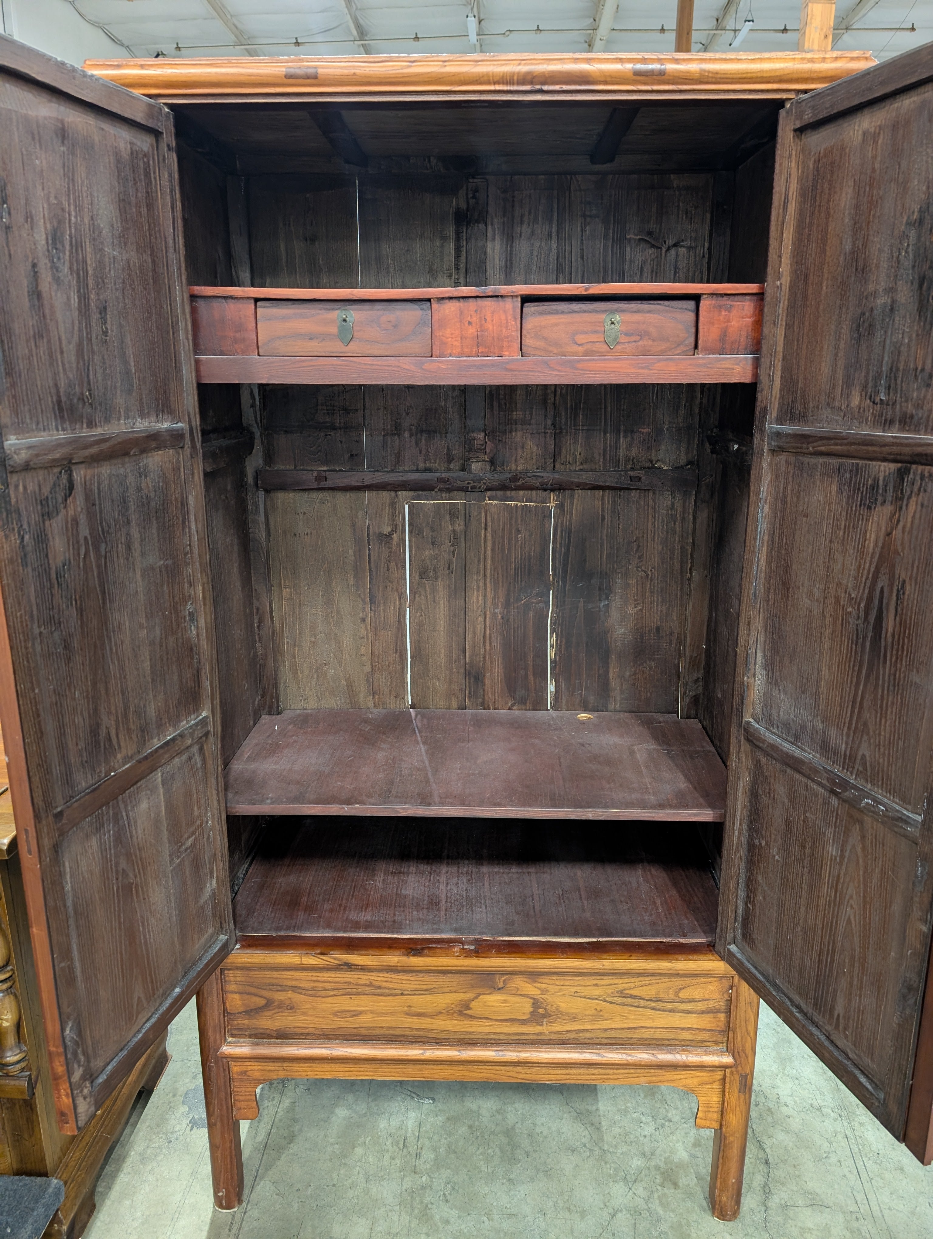Ornate Hardwood Storage Cabinet with Decorative Butterfly Latch