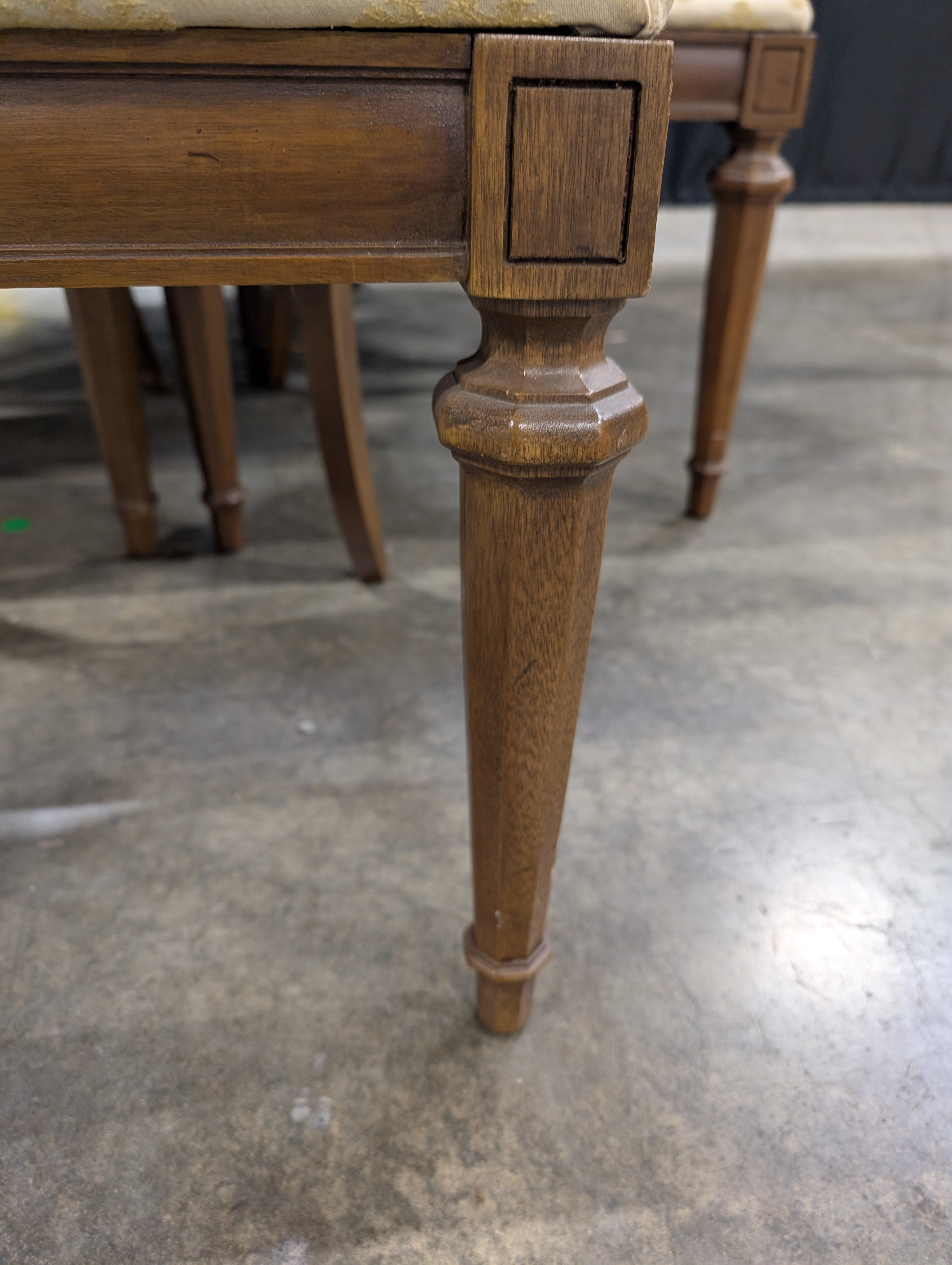 Set of Five Vintage Wood Cane Back Dining Chair with Upholstered Seat