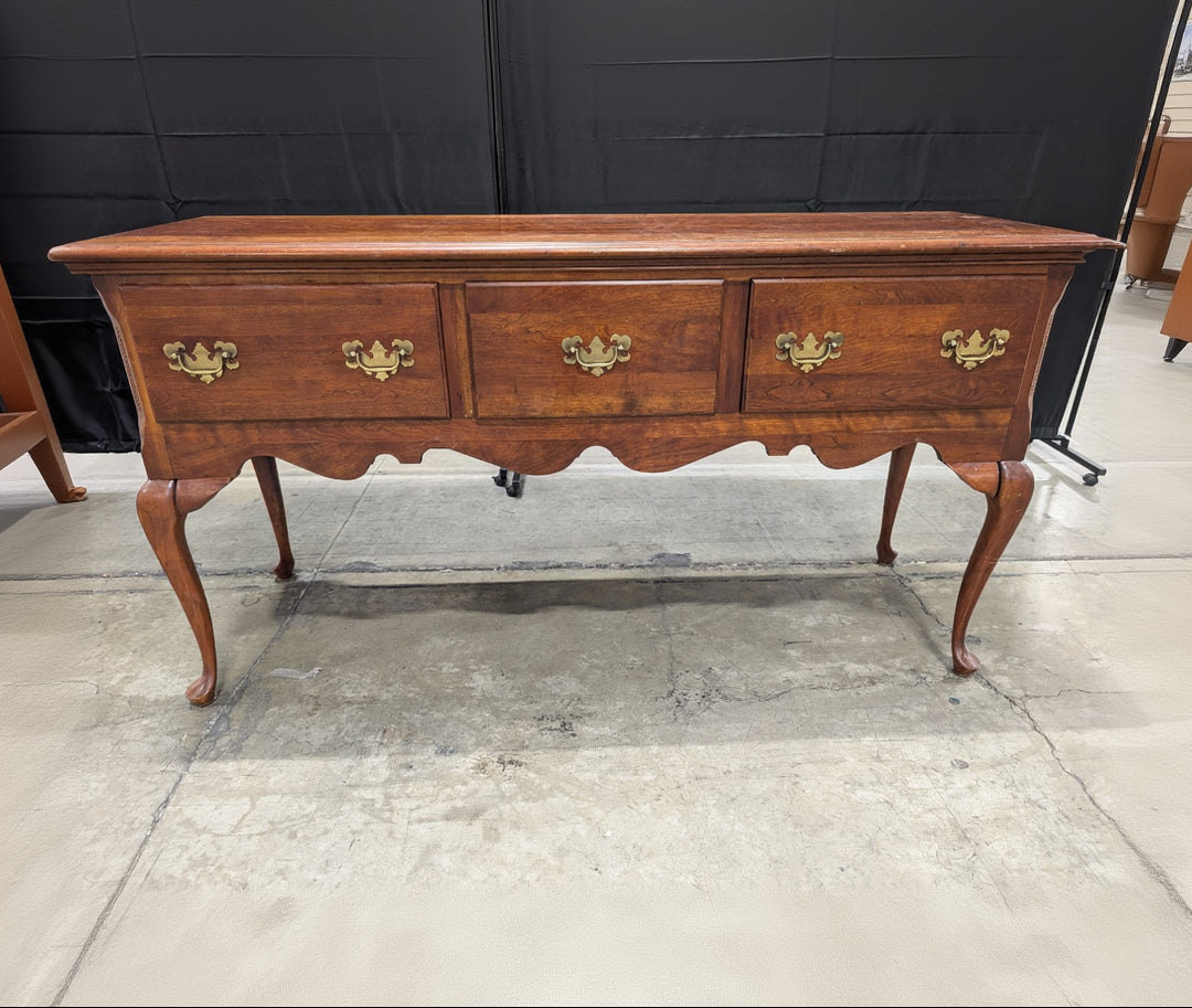 Vintage Cherry Finish Wood Sideboard with Cabriole Legs