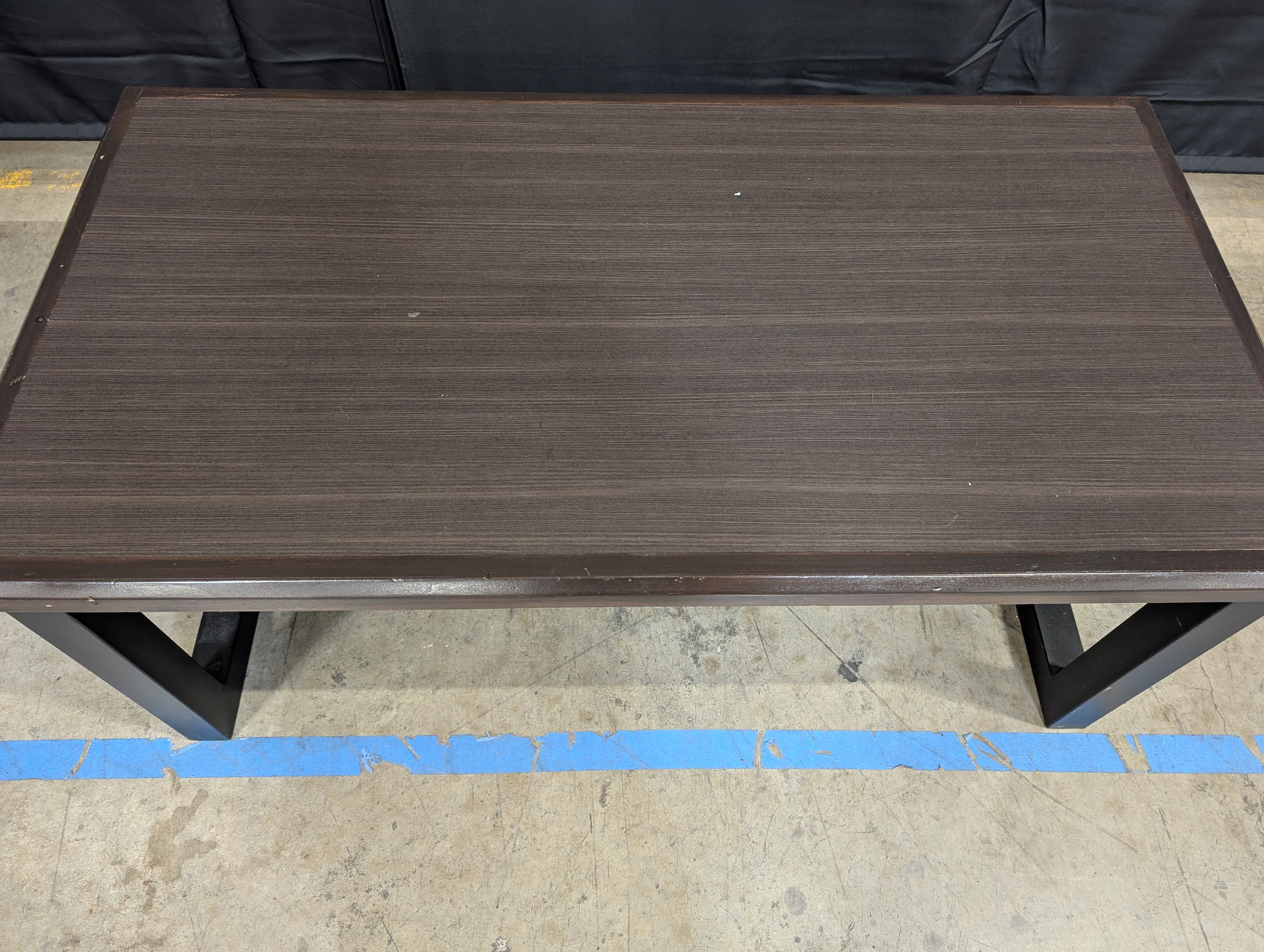 Contemporary Dark Brown Wood and Metal Coffee and End Table Set
