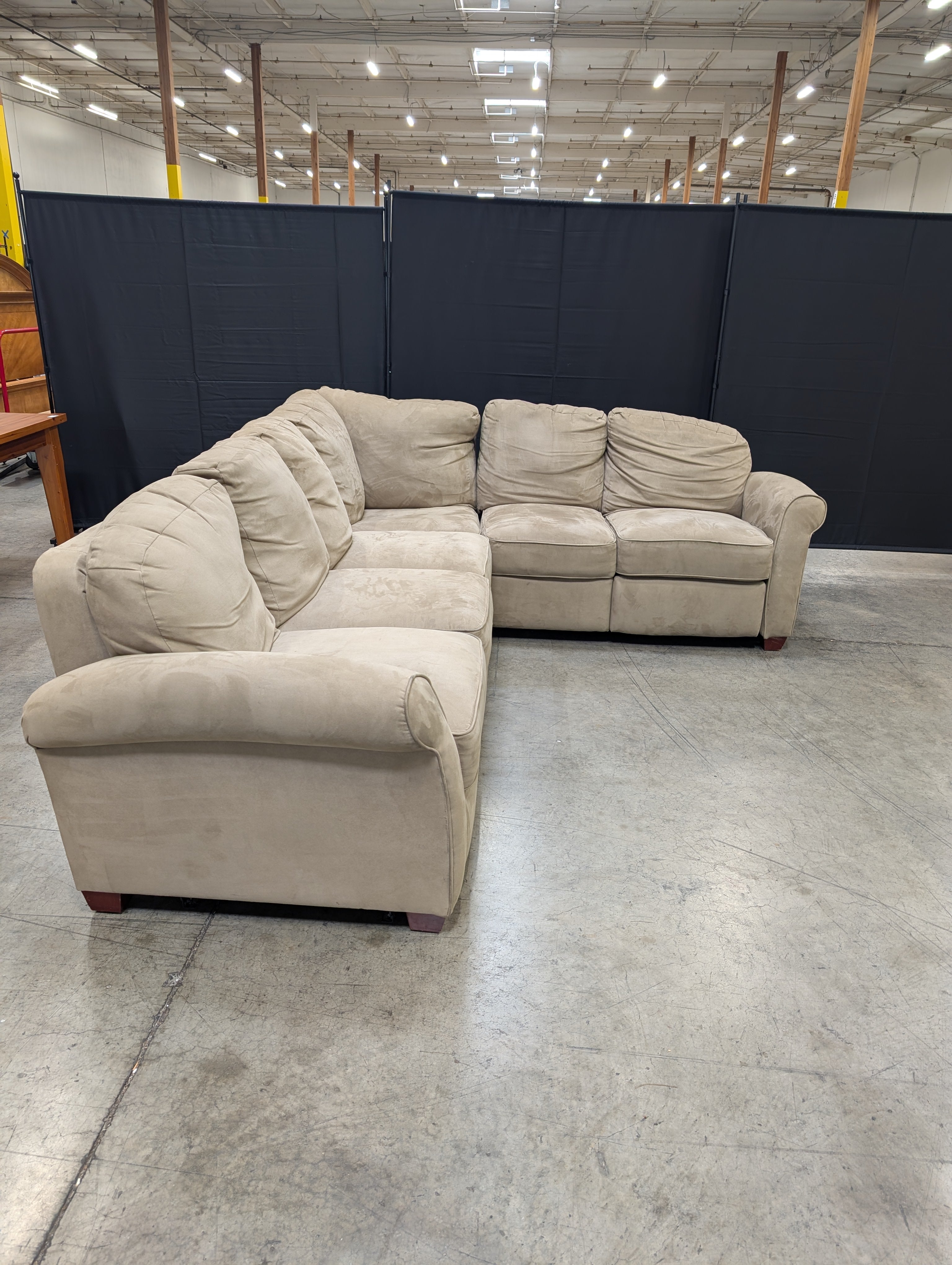 Spacious Tan L-Shaped Sectional Sofa