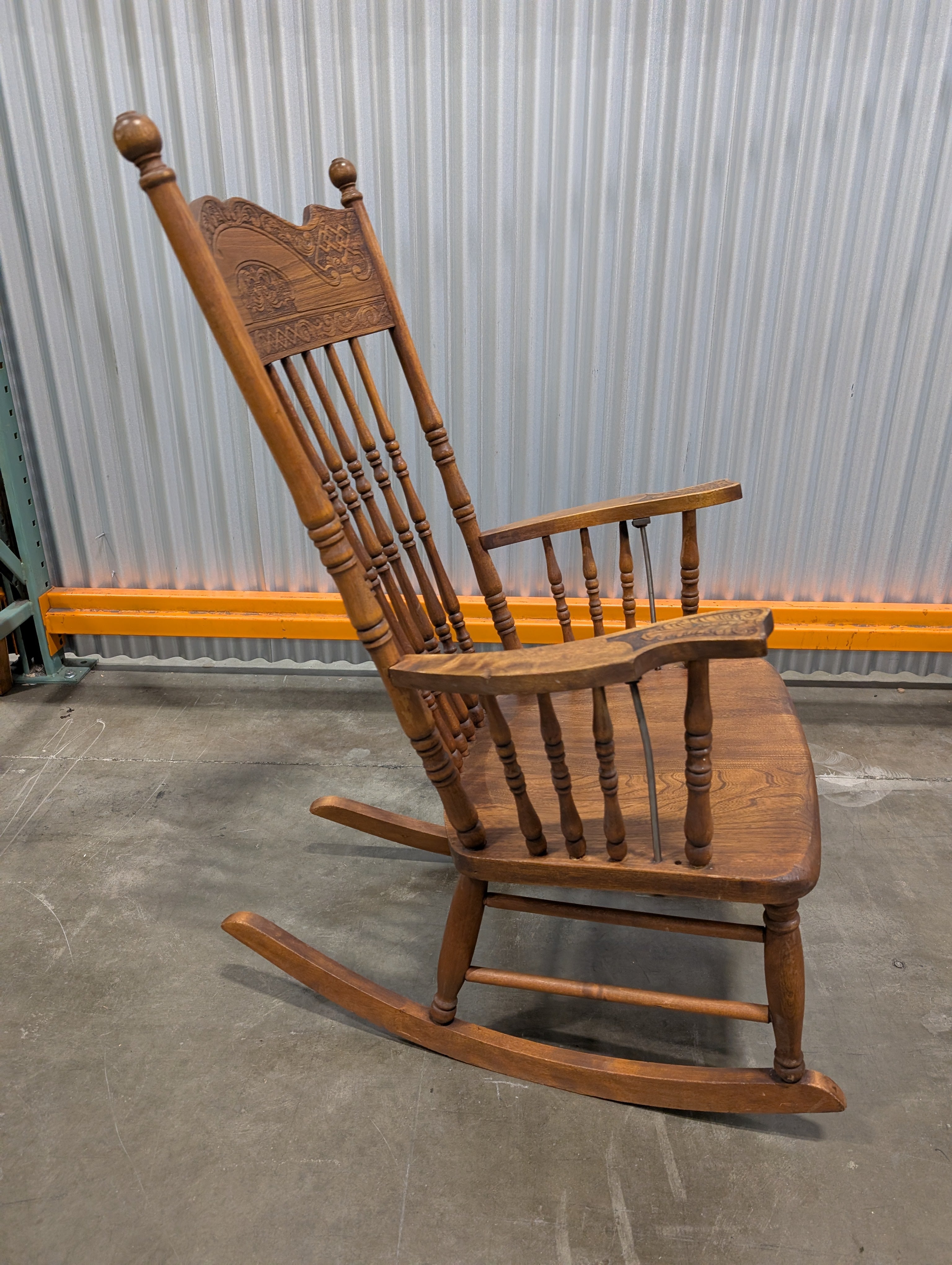 Intricate Carved Hardwood Rocking Chair