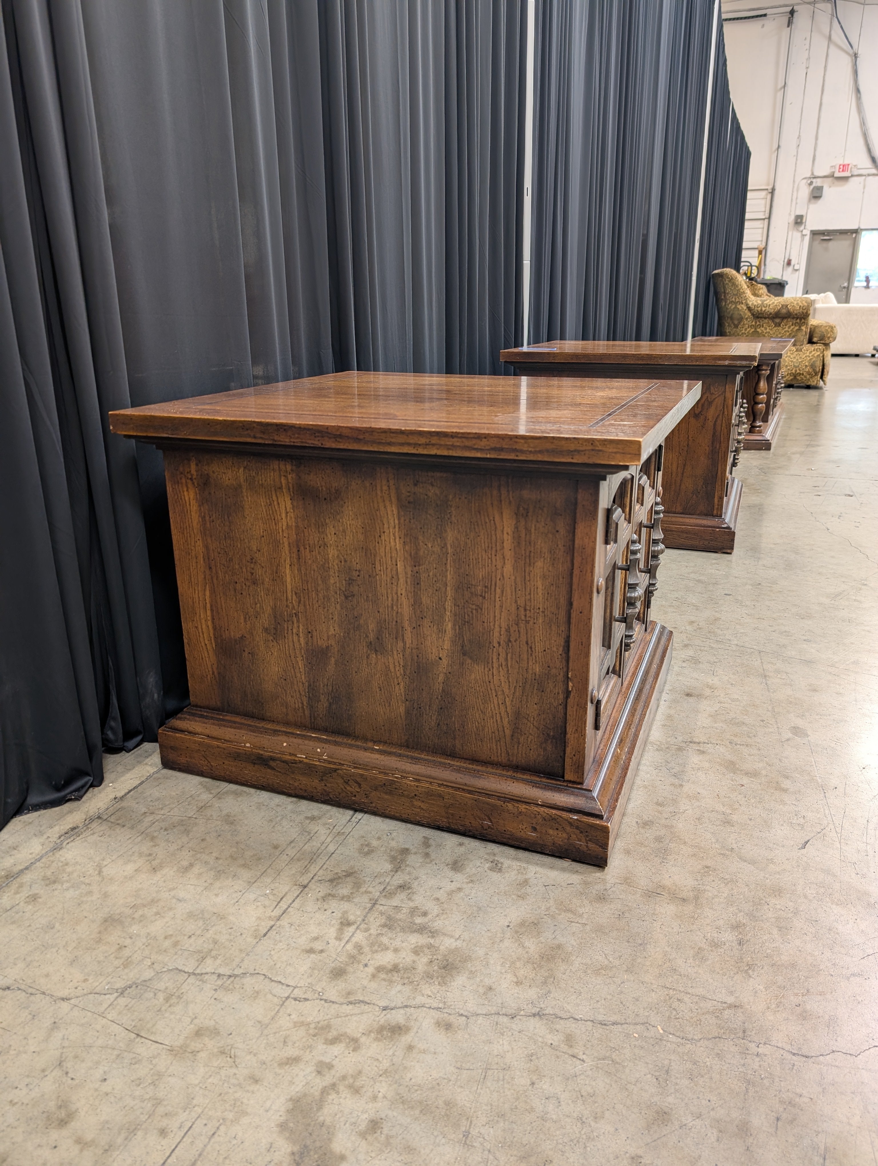 Dark Wood Ornate Panel End Table