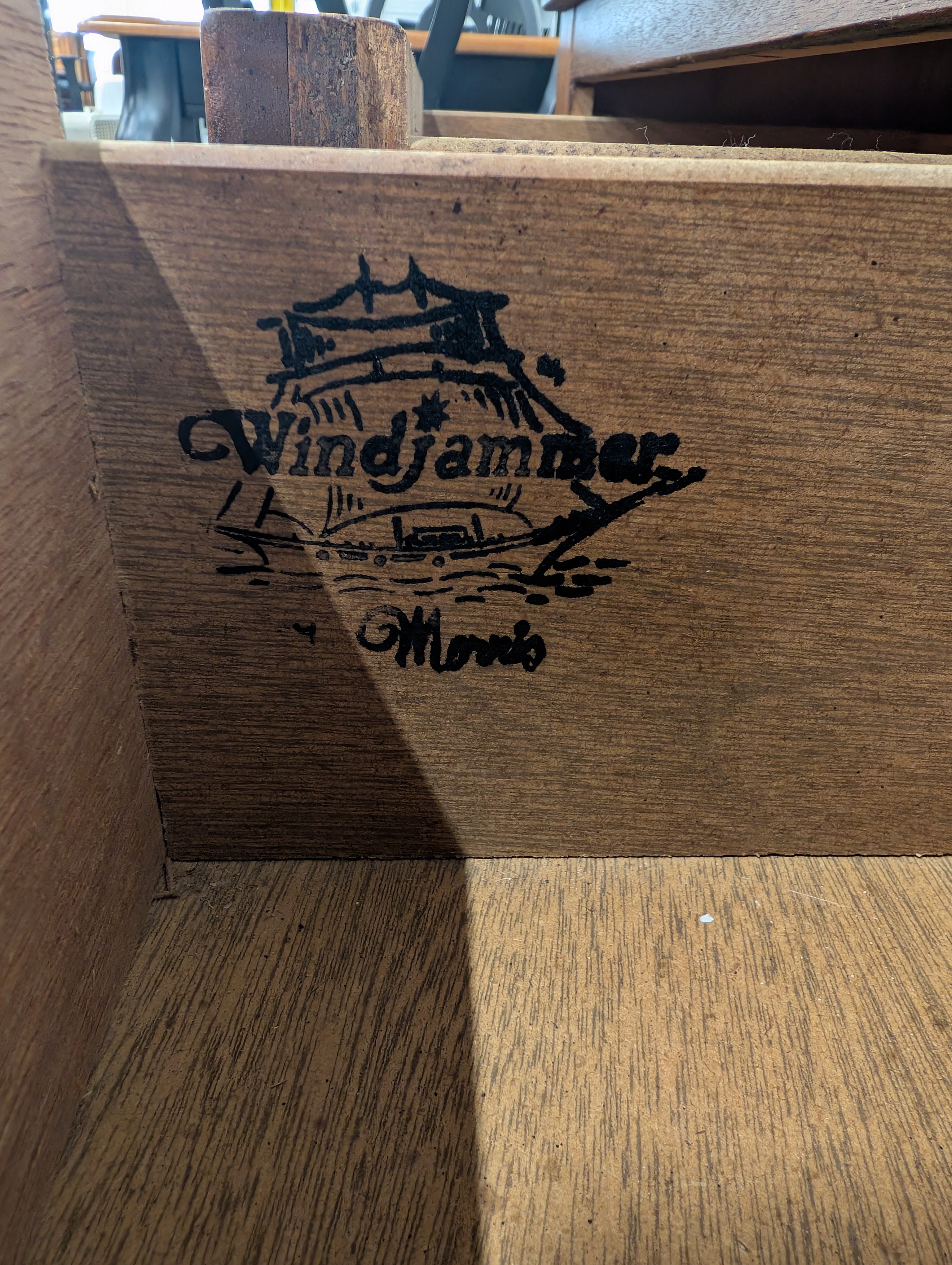 Windjammer Dark Wood Dresser with Brass Pulls