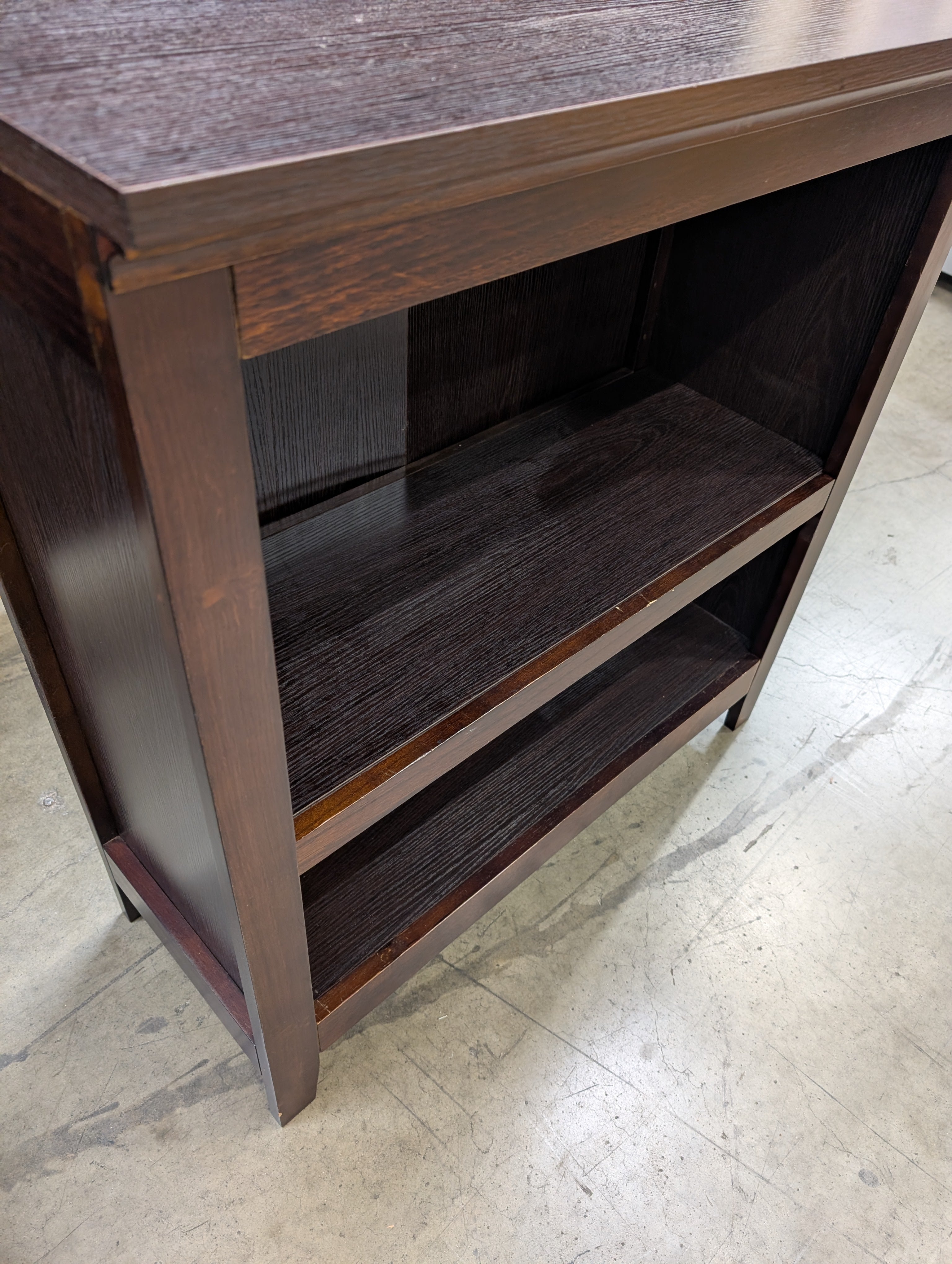 Compact Dark Brown Wood Grain 2-Shelf Storage Unit