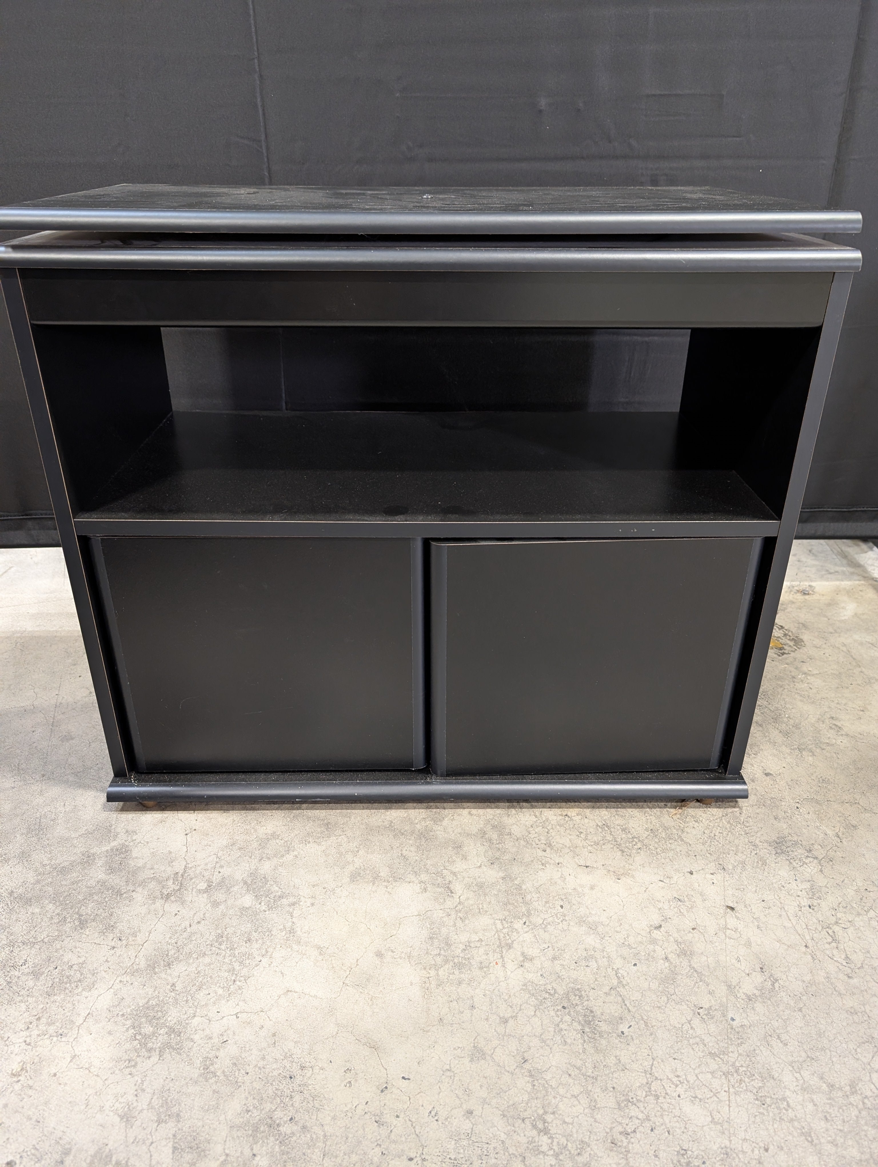 Modern Dark Wood Storage Cabinet with Sliding Doors