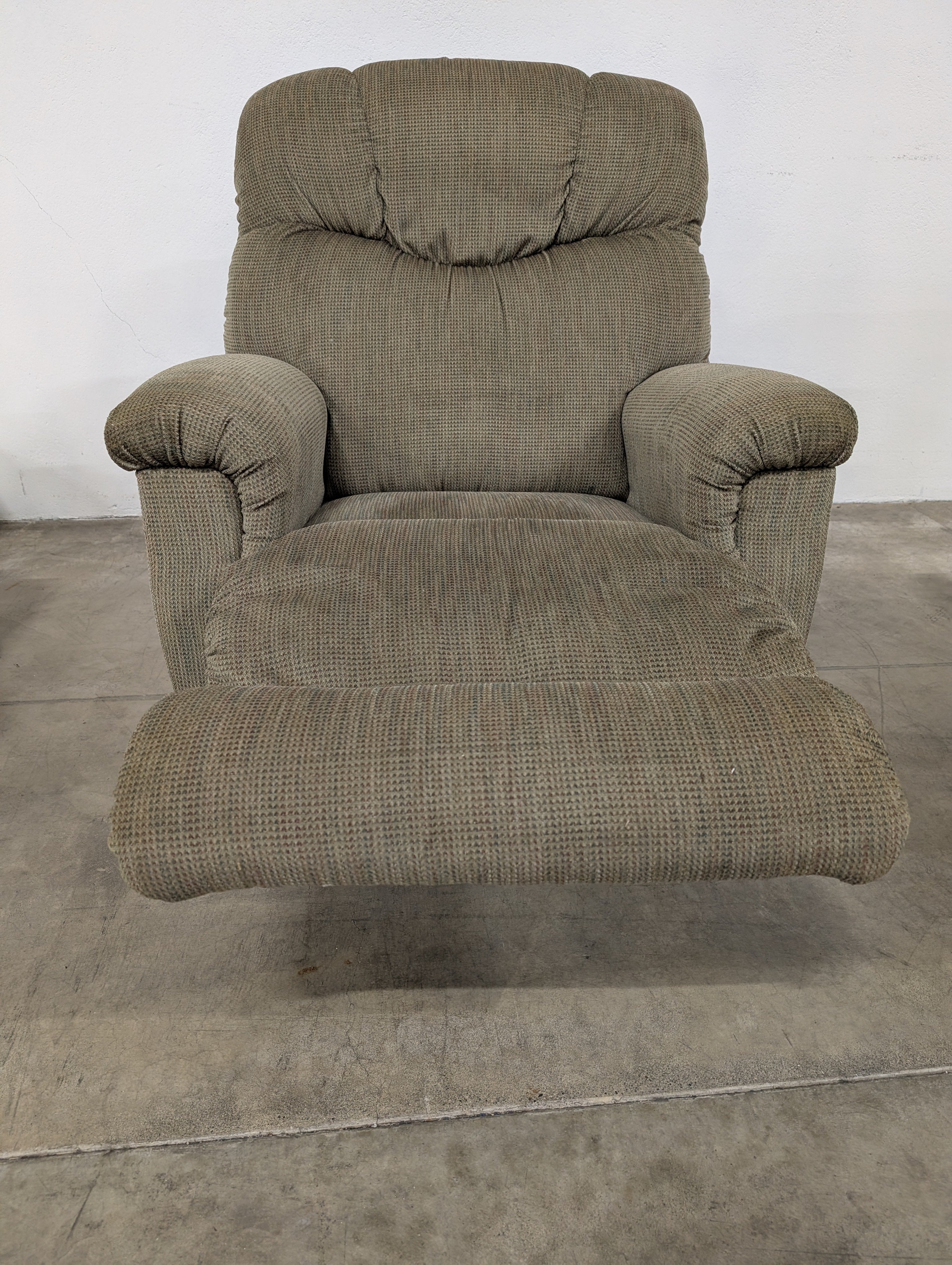 Plush Recliner Armchair, Neutral Textured Fabric