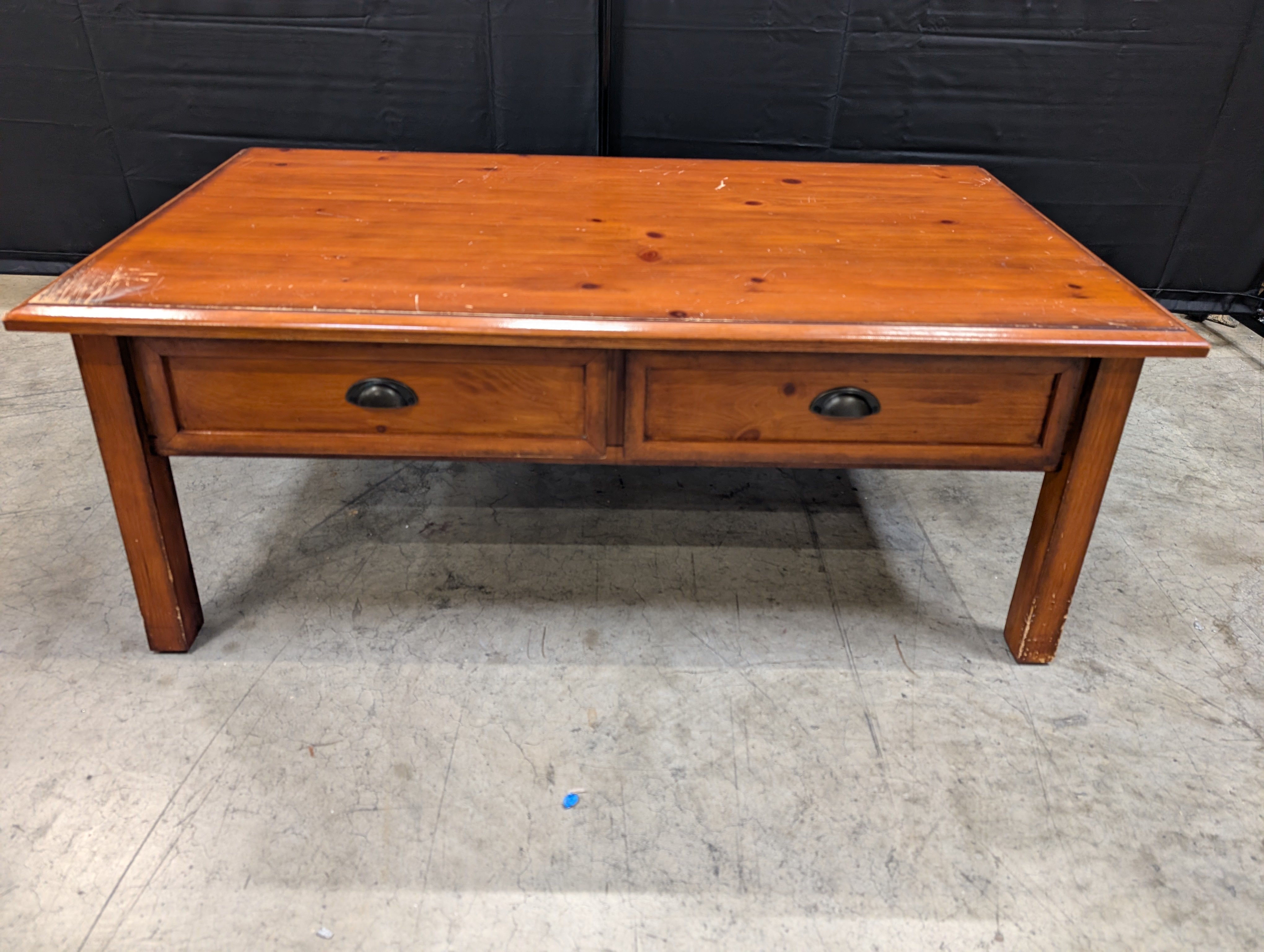 Used Hardwood Coffee Table with Two Storage Drawers