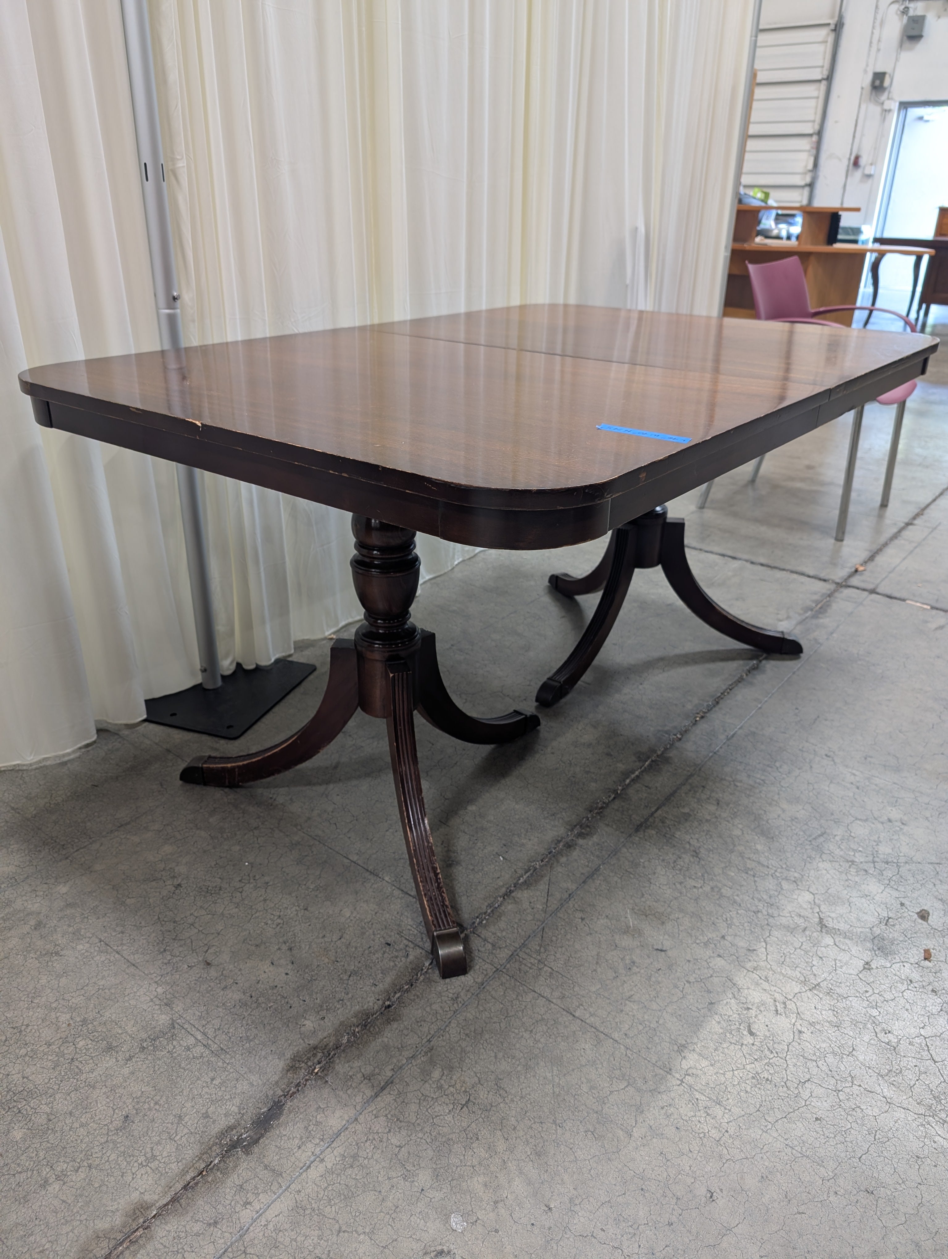 Dark Stained Hardwood Console Table with Curved Legs